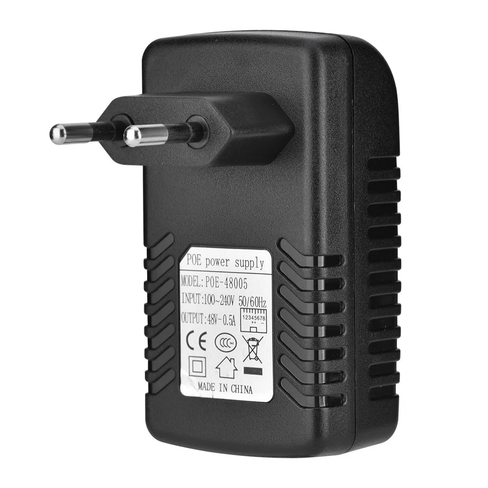 Tosuny Iniettore Poe a Parete, Adattatore di Alimentazione Adattatore Ethernet da 48 V 0,5 A Telefono/Fotocamera IP con Spina a Muro (Unione Europea)
