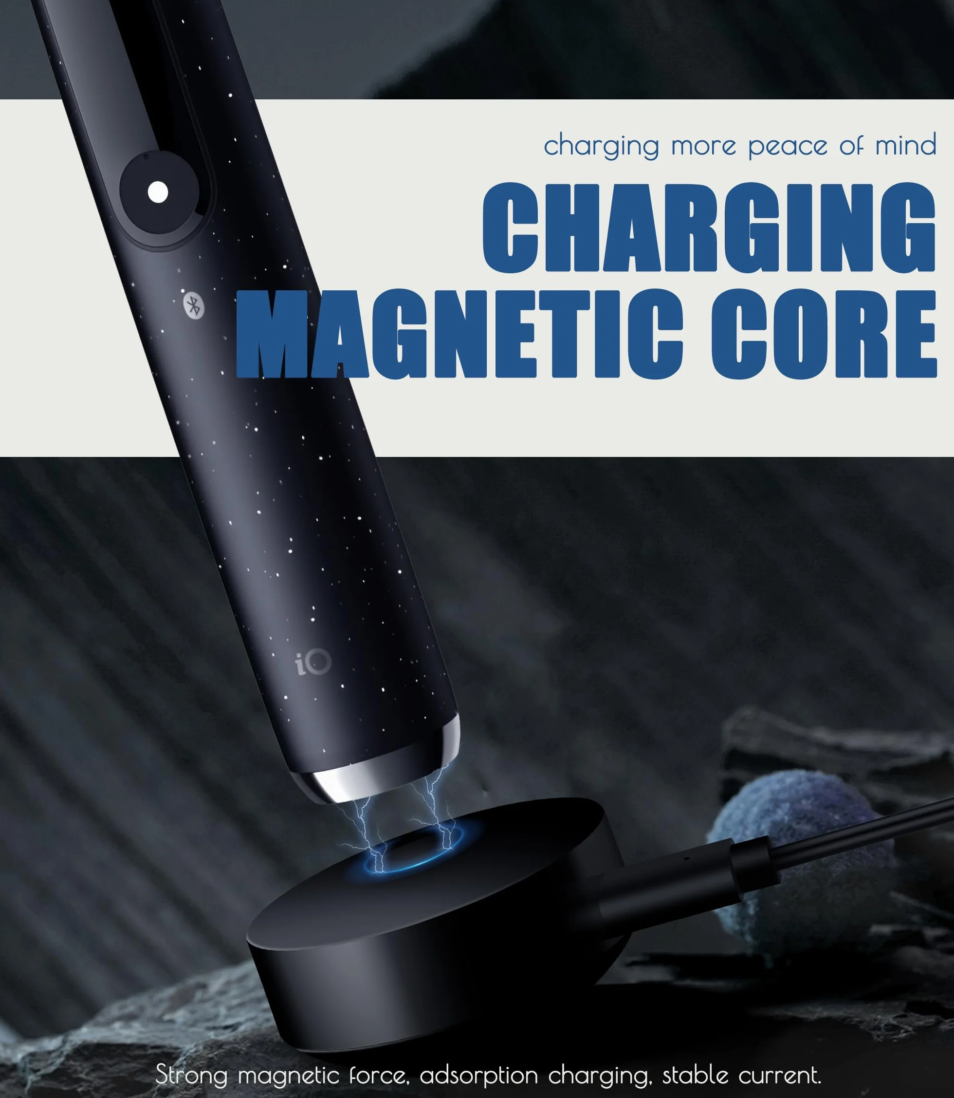 Caricabatterie per Spazzolino Elettrico Compatibile con Braun Oral-B iO10 iO9 iO8 iO7, Stazione di Ricarica Magnetica per Oral-B IO, con Adattatore USB-C e Custodia, IPX7 impermeabile