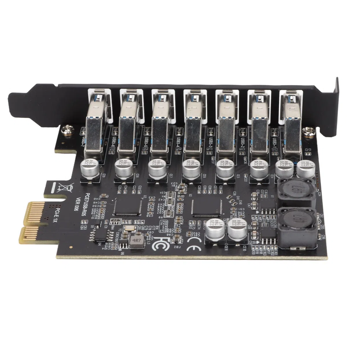 HUB da PCI-E a USB 3.2 a 7 Porte, Scheda di Espansione PCIE, Scheda Adattatore Extender PCI Express per Controller Esterno da 5 Gbps per Desktop XP, 7, 8, 10,11