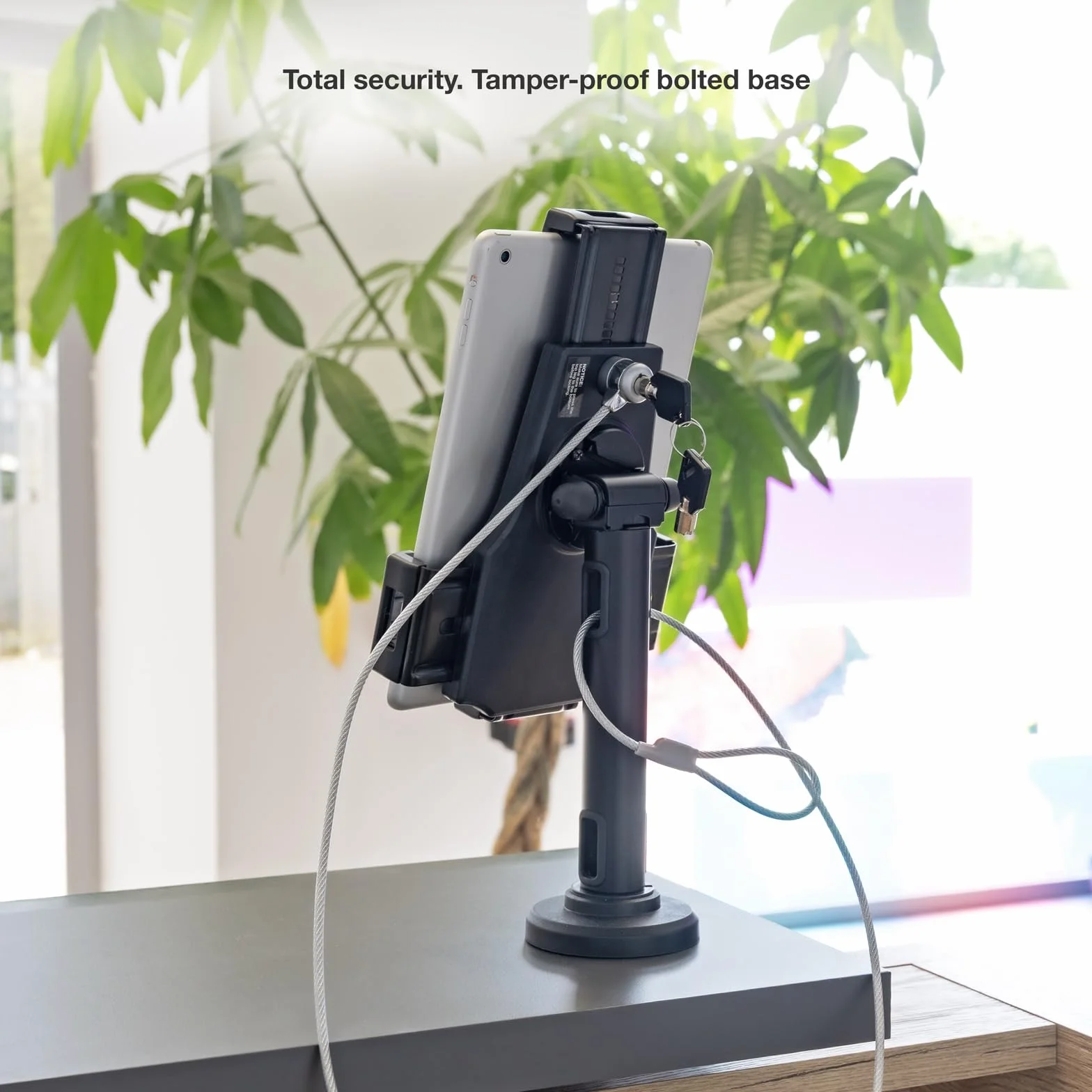 TOOQ TQTDS0812 - Supporto da Tavolo/Parete Professionale per Tablet con Sistema Antifurto, Nero