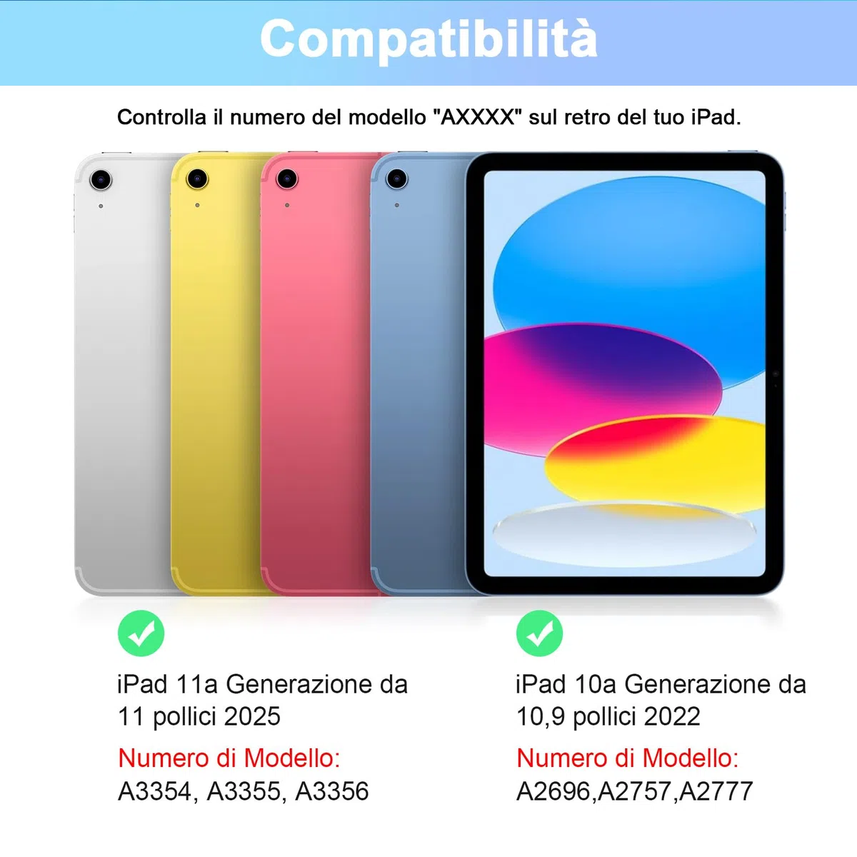 LAMA Custodia con Tastiera per iPad 11th A16 11" 2025, iPad 10th Gen 10.9" 2022, Custodia Protettiva Sottile con Tastiera Bluetooth Wireless Staccabile e Portapenne Blu