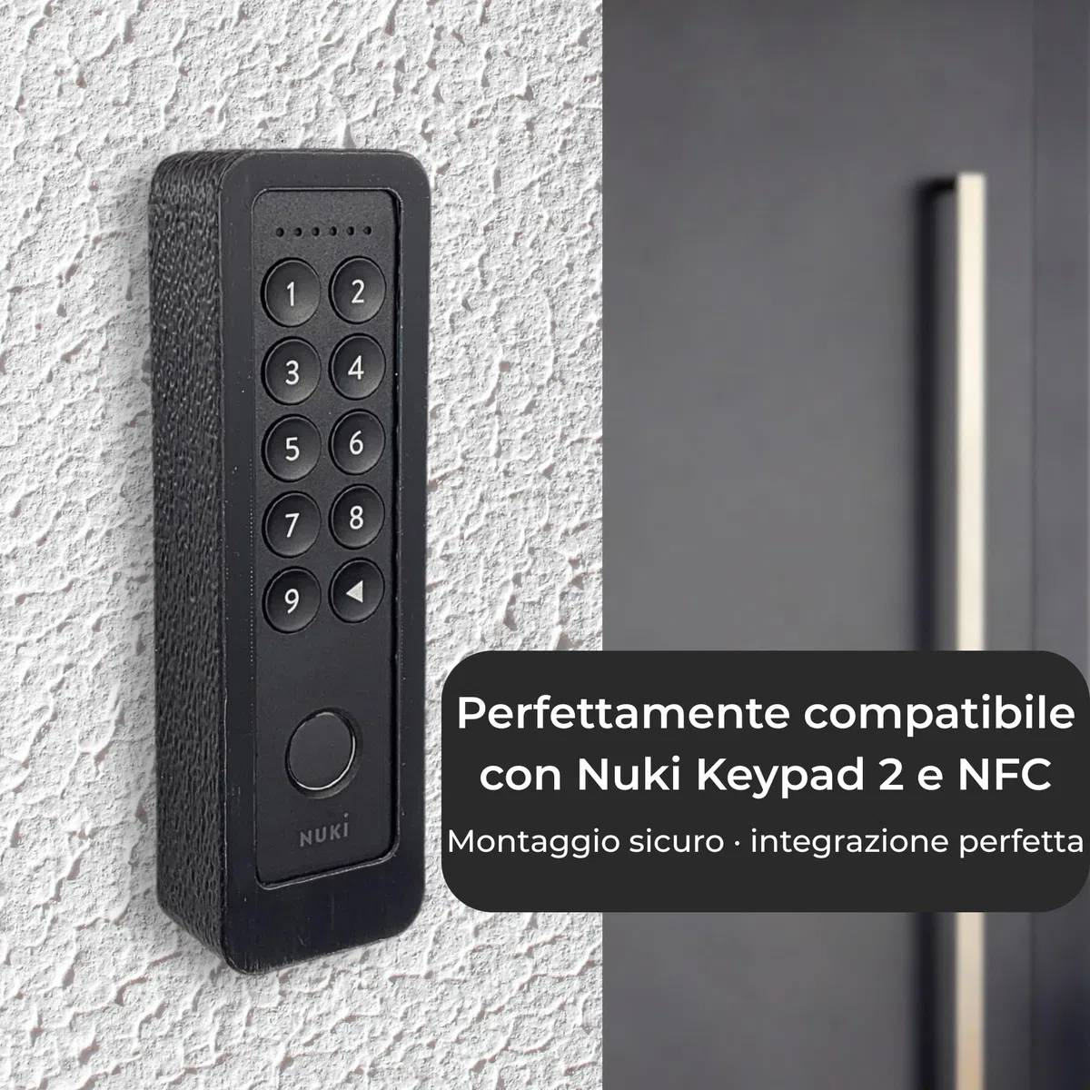 Generisch Supporto da parete compatibile con Nuki Keypad 2 - Copertura antifurto con vite di sicurezza Torx - Senza protezione dalle intemperie - Superficie simile a intonaco - Nero (senza tetto