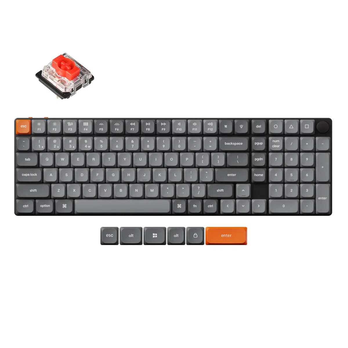 Keychron K17 MAX Tastiera meccanica wireless, 2,4 GHz/Bluetooth/USB-C, LED Bianco, QMK/VIA, Macro programmabili, PBT Keycaps, Per Mac Windows, Gateron Red Switch