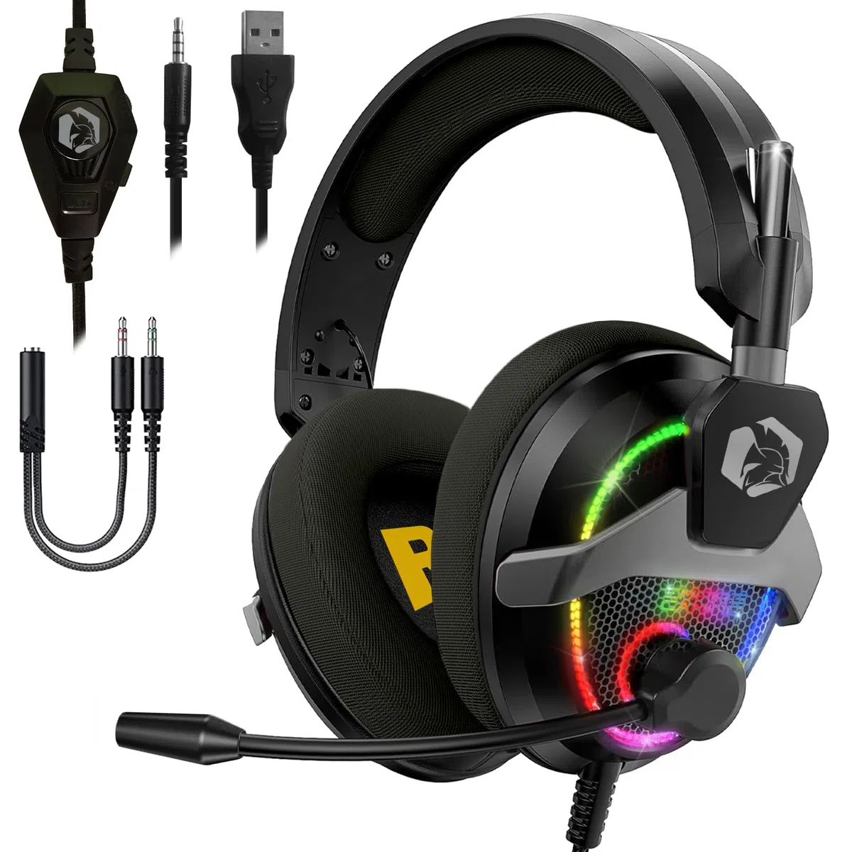 EMPIRE GAMING H13 RGB Gamer Cuffie - per console di gioco, Xbox One/Series, Switch, PC, Mac, Smartphone, Tablet - Telecomando - Suono stereo ad alta definizione - Microfono flessibile - Nero