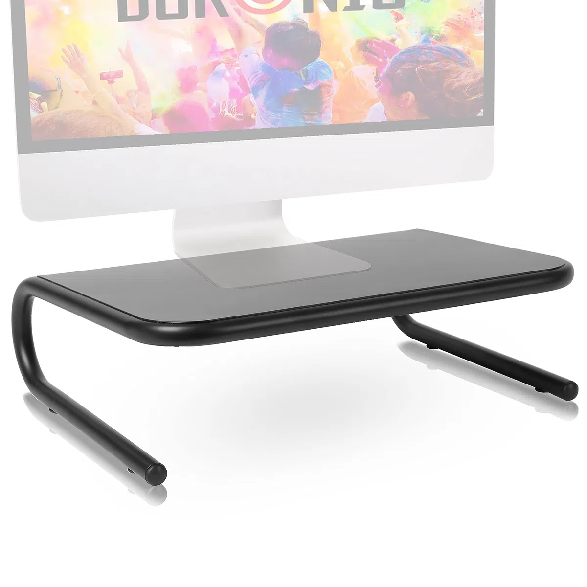 Duronic DM071 Supporto monitor | Supporto Laptop per scrivania 24 x 35 cm | Mobile per schermo capacità fino a 10 kg | Rialzo ergonomico per schermo Nootebook e stampante | Piattaforma nero