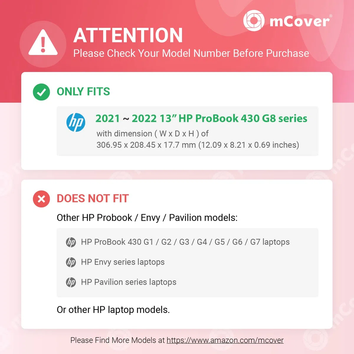 mCover - Cover rigida compatibile con HP ProBook 430 G8 da 13" (non compatibile con altri notebook HP ProBoook) (13", nero)