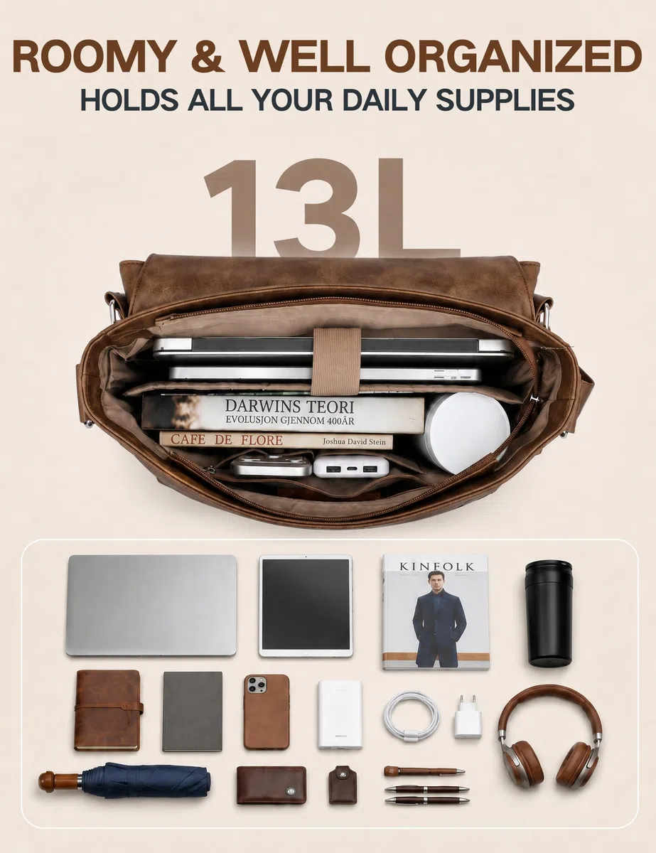 VX VONXURY Borsa a Tracolla Uomo, Borsa porta pc Laptop Messenger Bag per Lavoro e Scuola