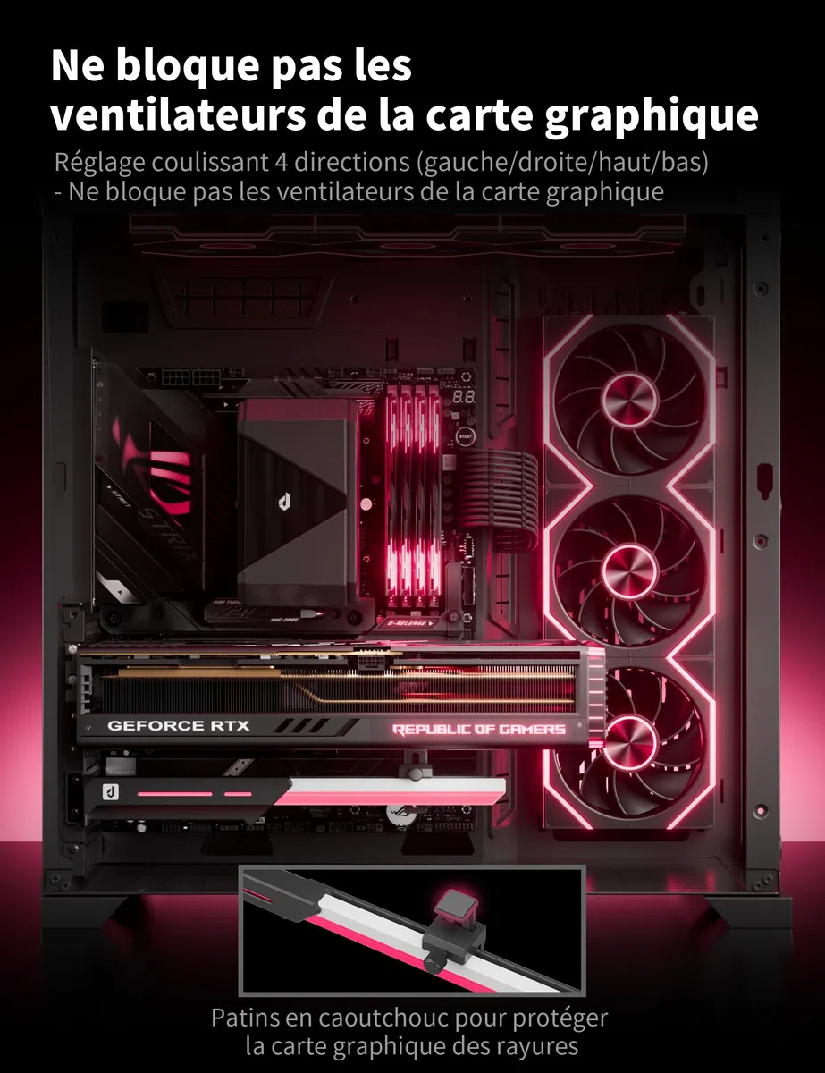 upHere GL7 Supporto GPU, Lega Robusta Supporto Scheda Grafica con 5V ARGB Sync, Altezza Regolabile GPU Sag Staffa per Schede Grafiche Universali, Nero ARGB