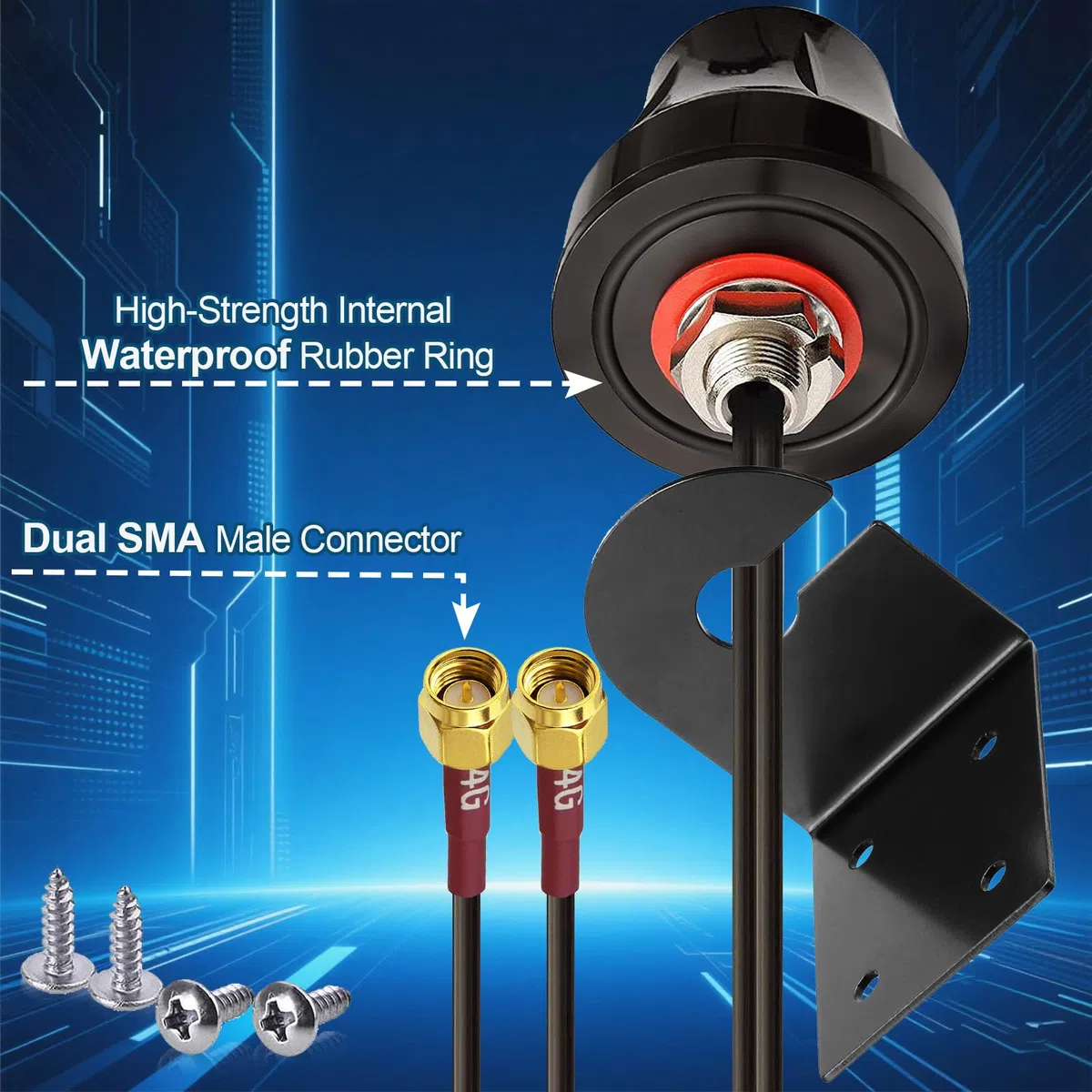 Bingfu Antenna 4G LTE Esterna SMA Maschio 5dBi MIMO Impermeabile Staffa Fissa Montaggio a Parete per Tim Vodafone Iliad WindTre 4G LTE Wireless CPE Router Gateway IoT Cellulare Telecamera di Sicurezza