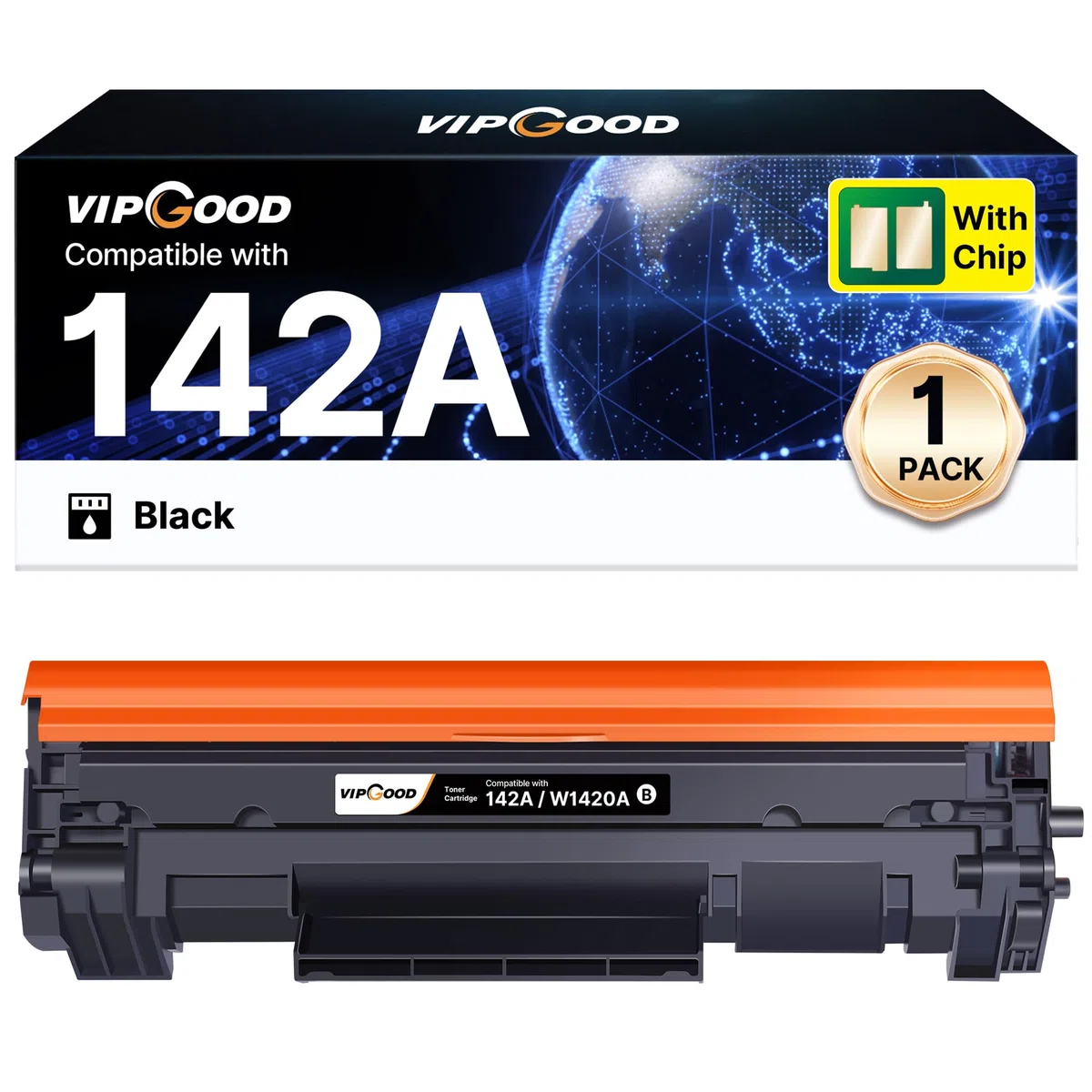 VIPGOOD 142A W1420A (Con Chip) Toner Compatibile per HP 142A W1420X Cartucce di Toner per Laserjet Pro M110w M110 MFP M140w M140 M139w M139 (1 Nero)