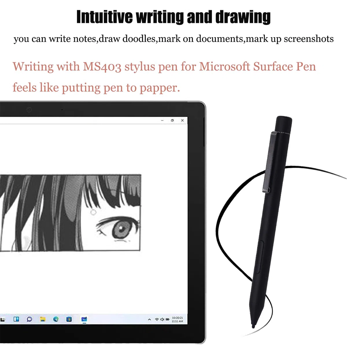 MS403 Stylus Pen Compatibile con Microsoft Surface Pen Surface Pro 10 Stylus Pen Surface Pro 9/8/7/7+/6/5/4
