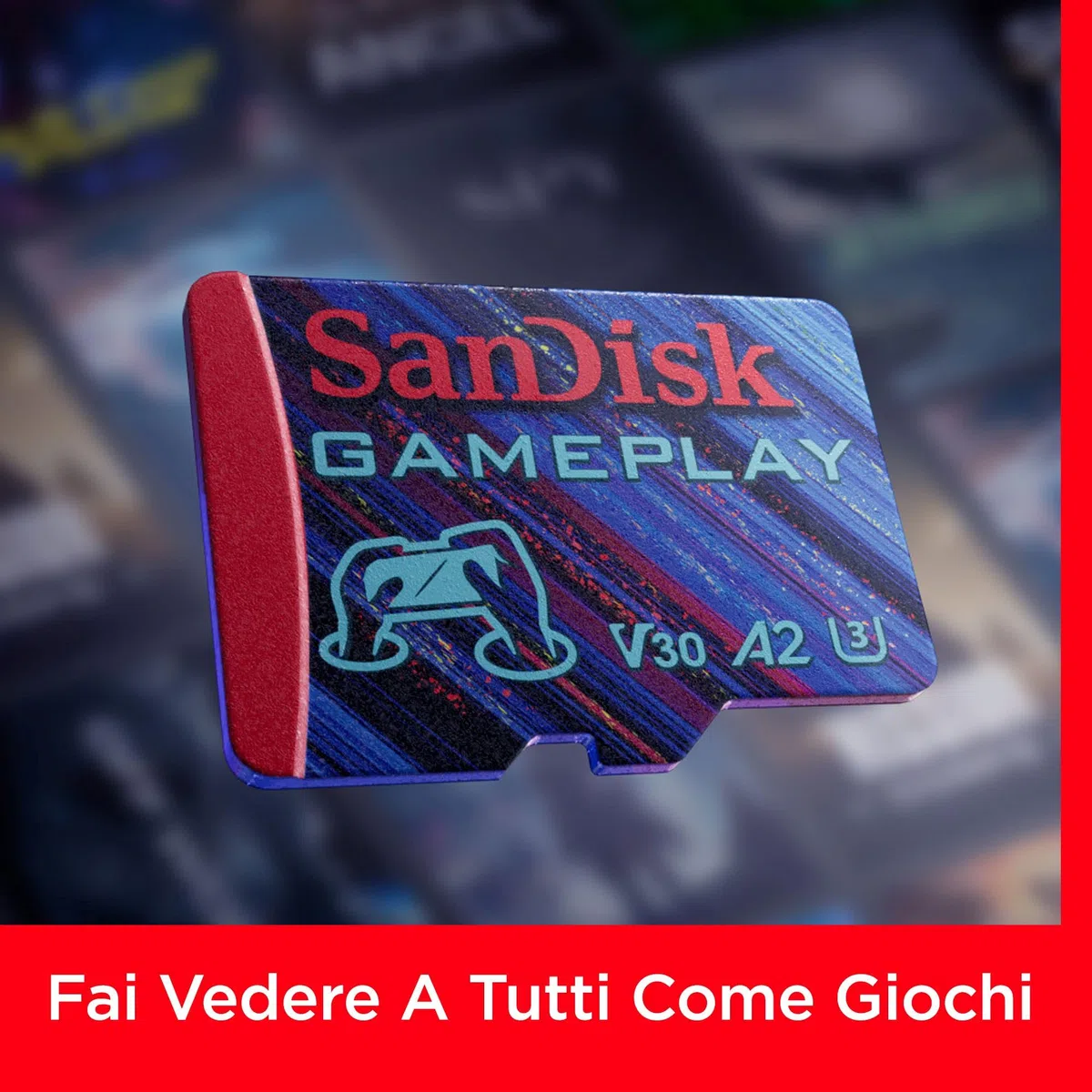 SanDisk 256GB Gameplay scheda microSD, Micro SD per mobile gaming/console portatili, fino a 190 MB/s, AAA-/3D-/VR-Grafik, 4K-UHD-Videos, A2, U3, V30