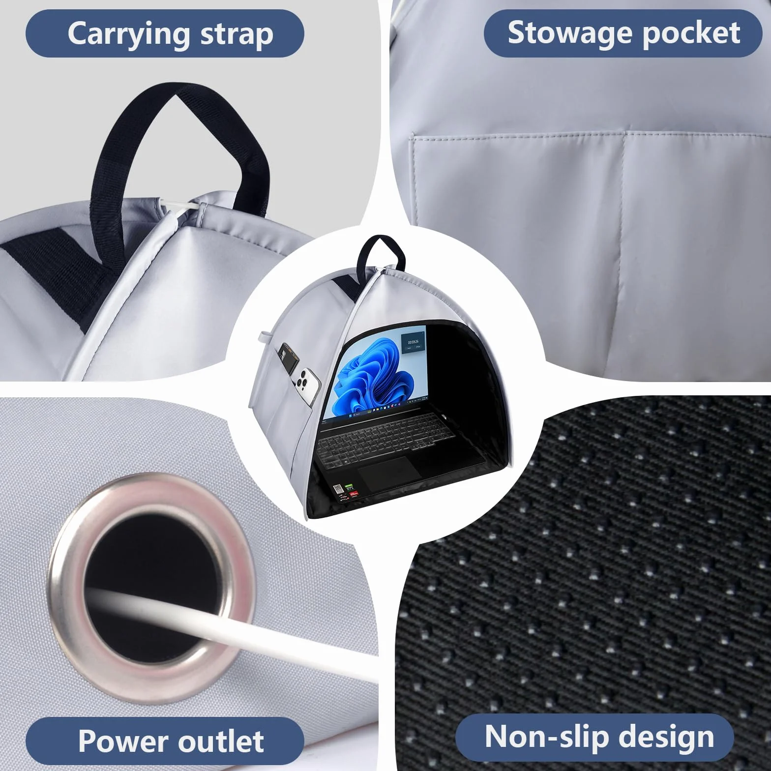 HoYiXi Parasole universale per computer portatile, pieghevole, per lavoro, viaggi e attività all'aperto, per 13-16 pollice Macbook/Hp/Dell/Acer/Asus PC laptop sun shade,grigio