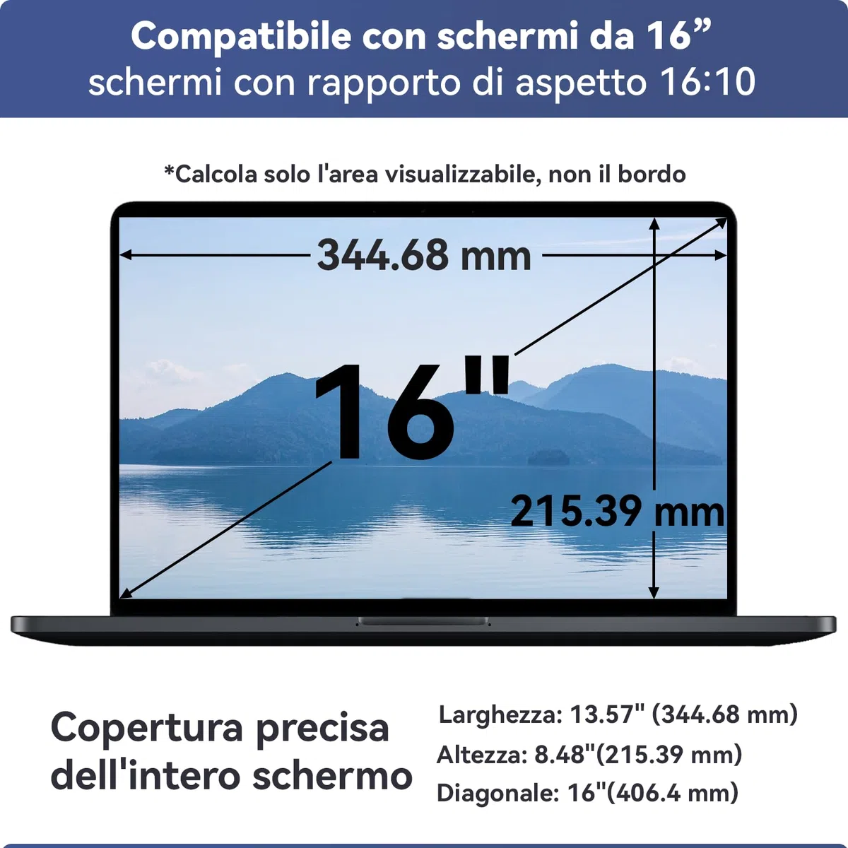 Pellicola Schermo 16 Pollici 16:10 Filtro Anti Luce Blu per PC HP Dell Acer Lenovo Thinkpad ASUS Protezione Occhi
