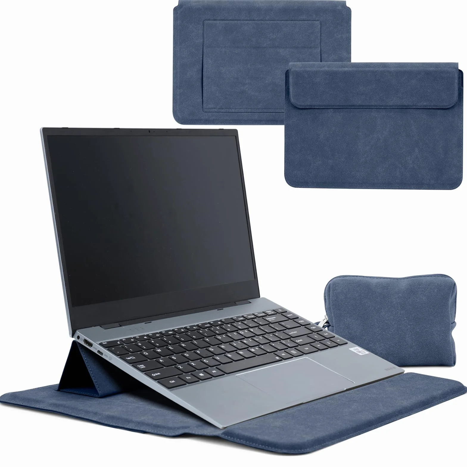 HaruYo 12-13-14-15-15.6-16 Pollici Custodia per laptop con Supporto Integrato e Polsiere, PU Pelle Portatile Sleeve per MacBook Air/Pro/Surface Dell Lenovo HP ASUS Acer 15-16 Pollici