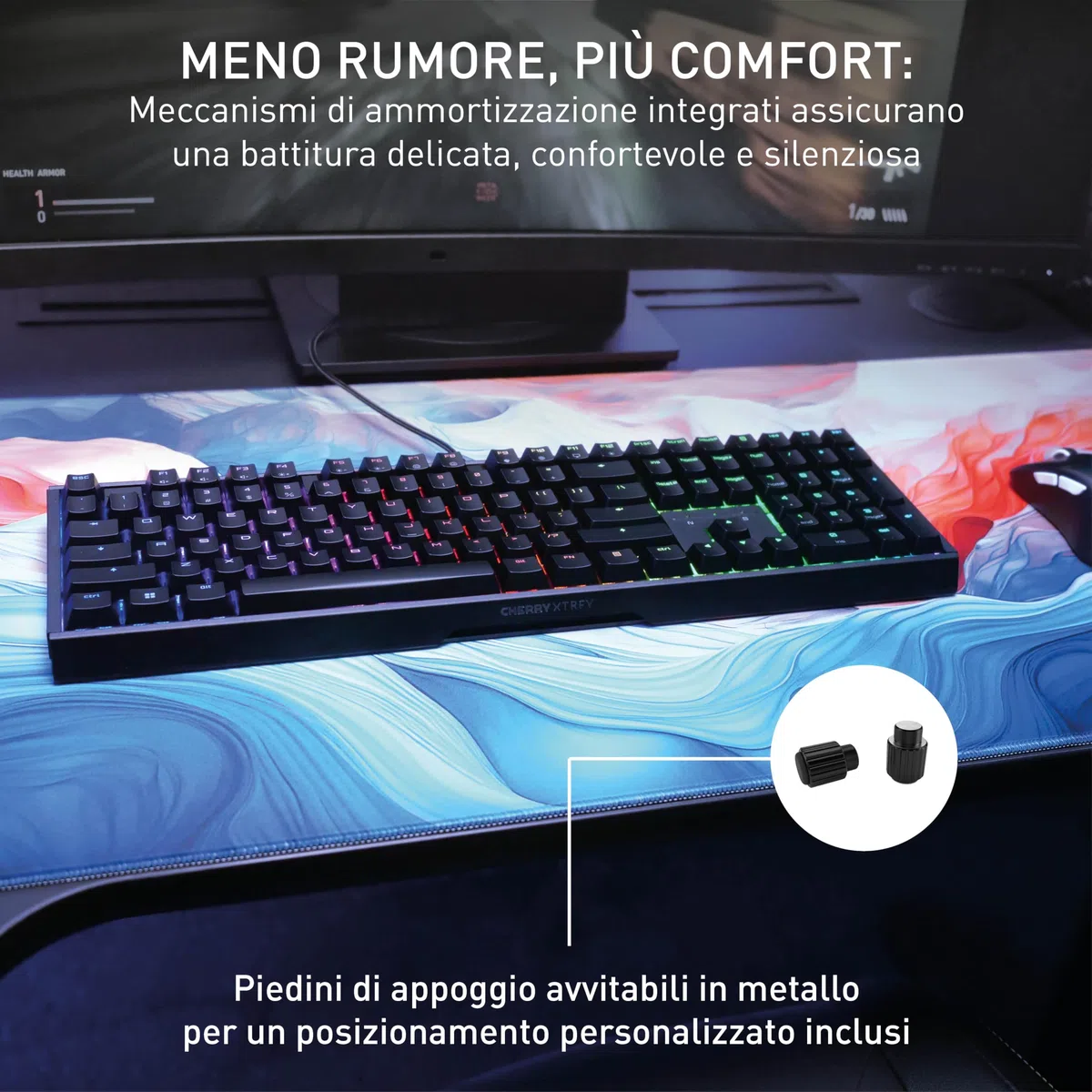 CHERRY XTRFY MX 3.1, Tastiera da gaming meccanica, Layout per il Regno Unito (QWERTY), Illuminazione RGB, Alloggiamento in alluminio, USB-A, Interruttori MX2A BROWN, colore nero