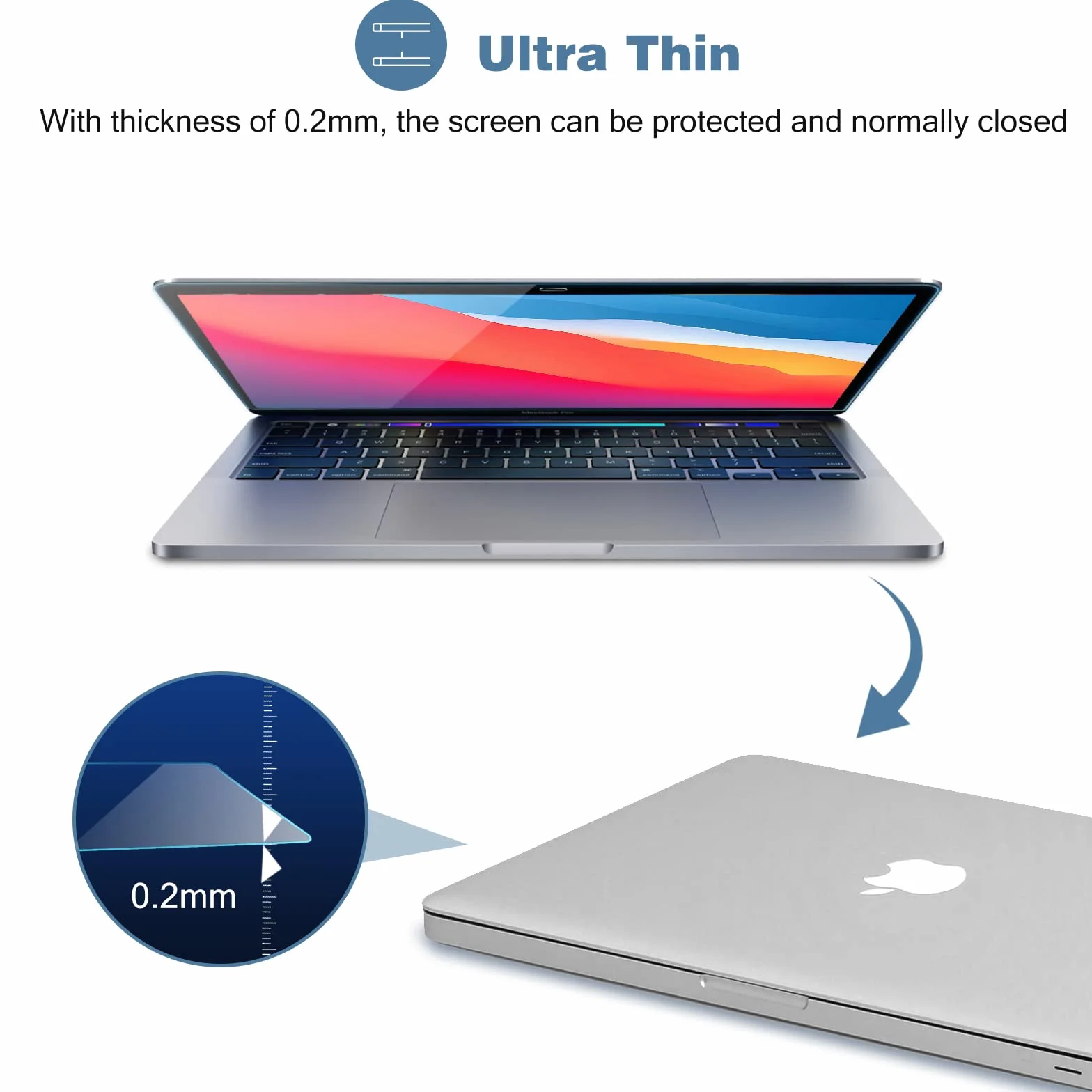 ProCase (2 Pezzi) Pellicola Protettiva per MacBook Pro 13" / Air 13", Vetro Temperato Ultra sottile per 13 Pollici MacBook [Alta HD Trasparenza, Anti-Graffi/Agli Urti/Olio]