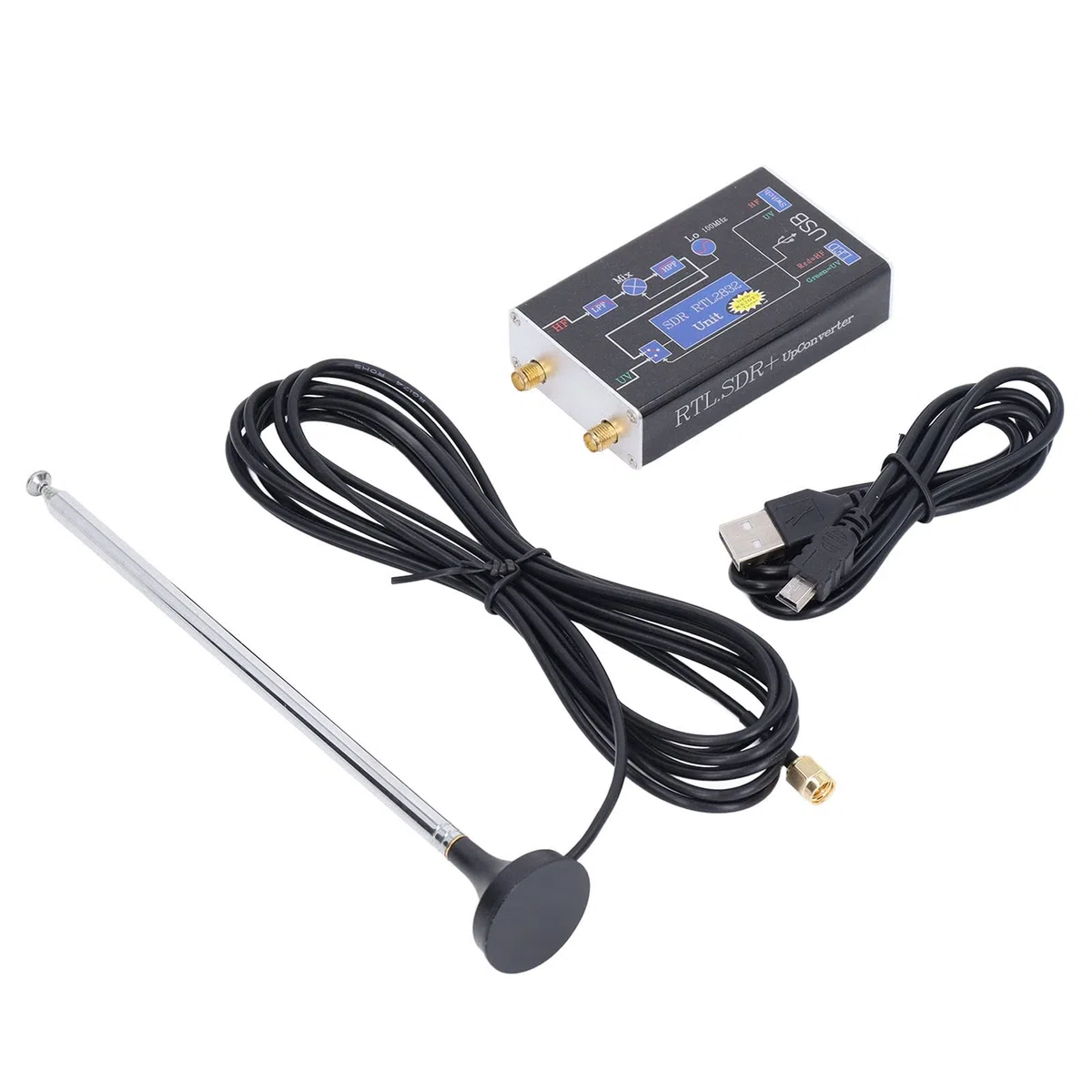 FRZY Ricevitore USB, ricevitore SDR RTL con High Dynamic Range 100kHz - 1.7GHz R820T2 Chipset di acquisizione del segnale