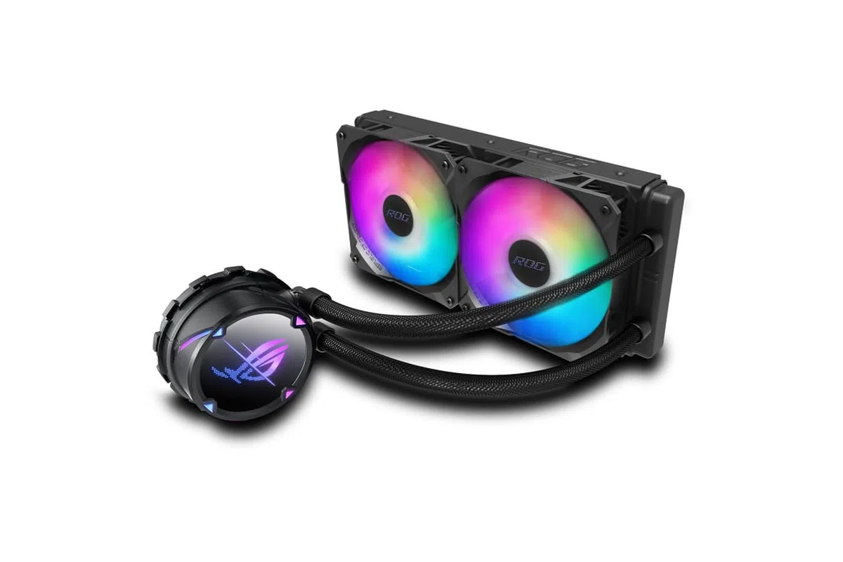 ASUS ROG Strix LC II 240 Raffreddatore a liquido per CPU all-in-one con Aura Sync, supporto Intel LGA 1150/2066 e AMD AM4/TR4 e doppia ventola ROG da 120 mm ARGB, Nero