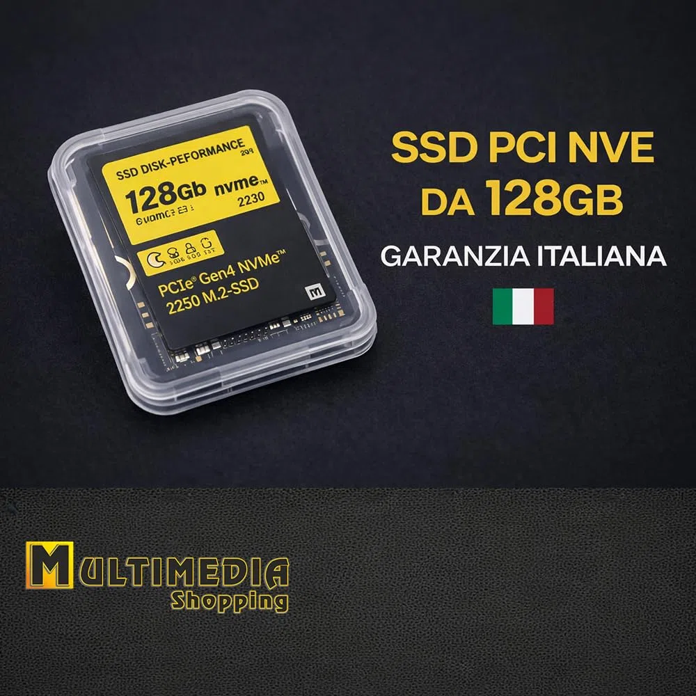 SSD PCIe NVMe Gen 4x4 da 128 Gb M2, Unità a Stato Solido Interna, compatibile con slot 2230, alta velocità di trasferimento dati, per uso professionale, gar. Italia