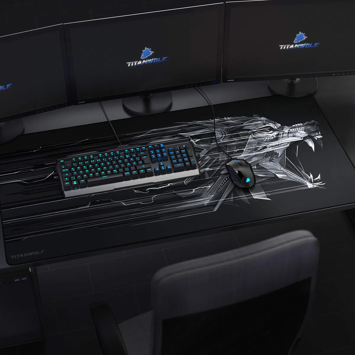 Titanwolf - Tappetino per il mouse da gioco Titanwolf, 1200 x 600 mm, XXXL, con motivo, misura grande, migliora precisione e velocità XXL, ad esempio per mouse Logitech e tastiera