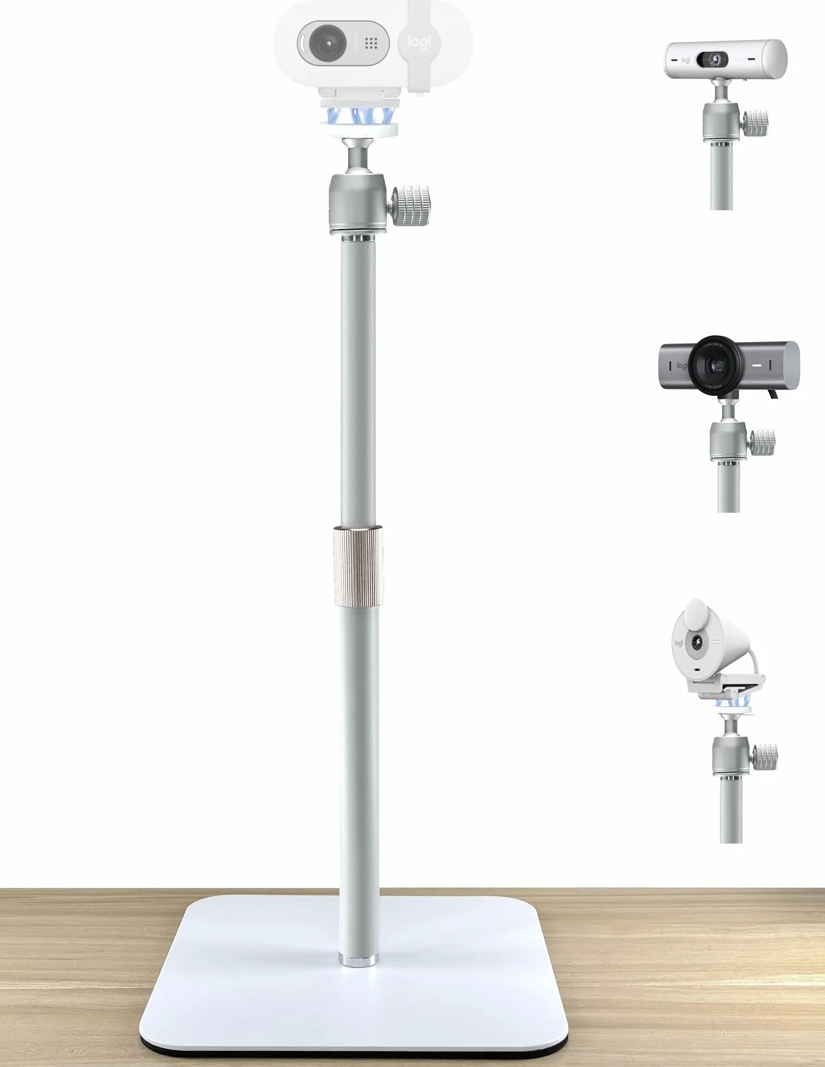 Supporto magnetico bianco per webcam Logitech Brio 100 300 500, C270, C310, StreamCam, MX Brio 4K, C920, C922, C930, C925, C615