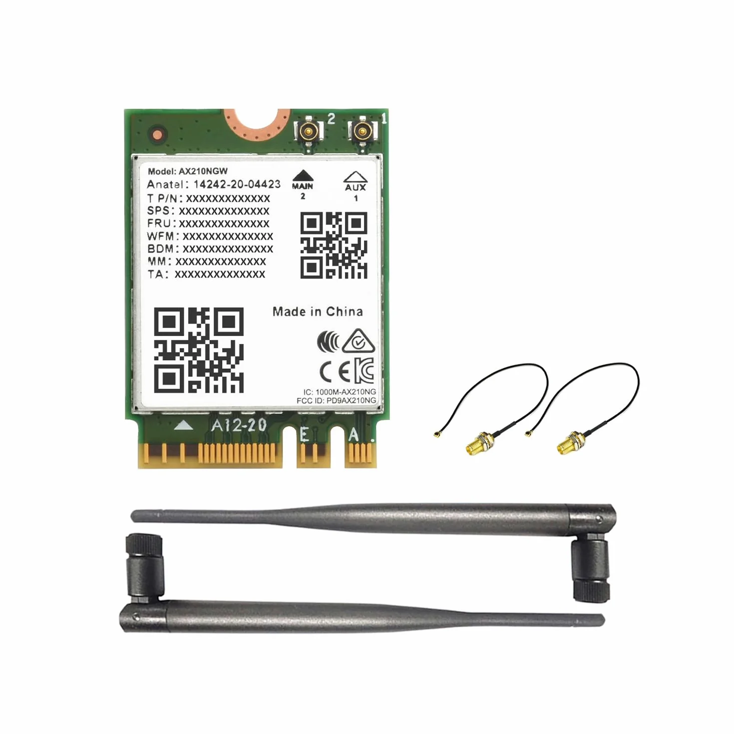 Waveshare Scheda NIC Wireless AX210 Gigabit Tri-Band Wi-Fi 6E M.2 802.11AX Standard BT5.3