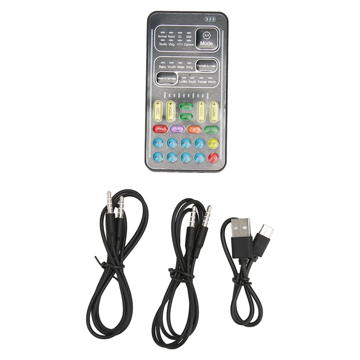 Cambiavoce portatile, 8 effetti sonori Plug and Play Riduzione del rumore Mini Cambiavoce 4 Controllo del volume Microfono portatile Cambiavoce