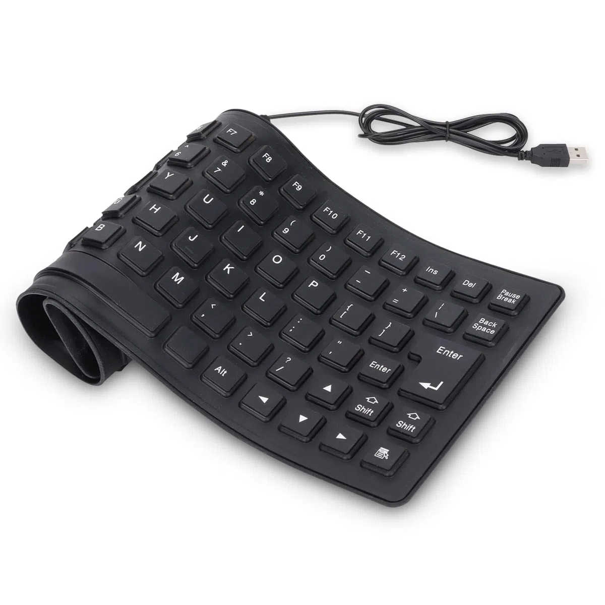Agatige Tastiera in Silicone Impermeabile, 85 Tasti USB Cablata Tastiera Flessibile Portatile in Silicone Morbida e Silenziosa Tastiera Rollup per PC Laptop Notebook e Viaggio (Nero)