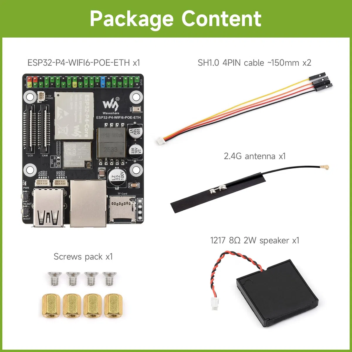 Waveshare ESP32-P4-WIFI6-POE-ETH High-Performance Development Board, Based On ESP32-P4 And ESP32-C6, Supports Wi-Fi 6 And BT 5 (LE), With Integrated PoE Module For PoE Power Supply