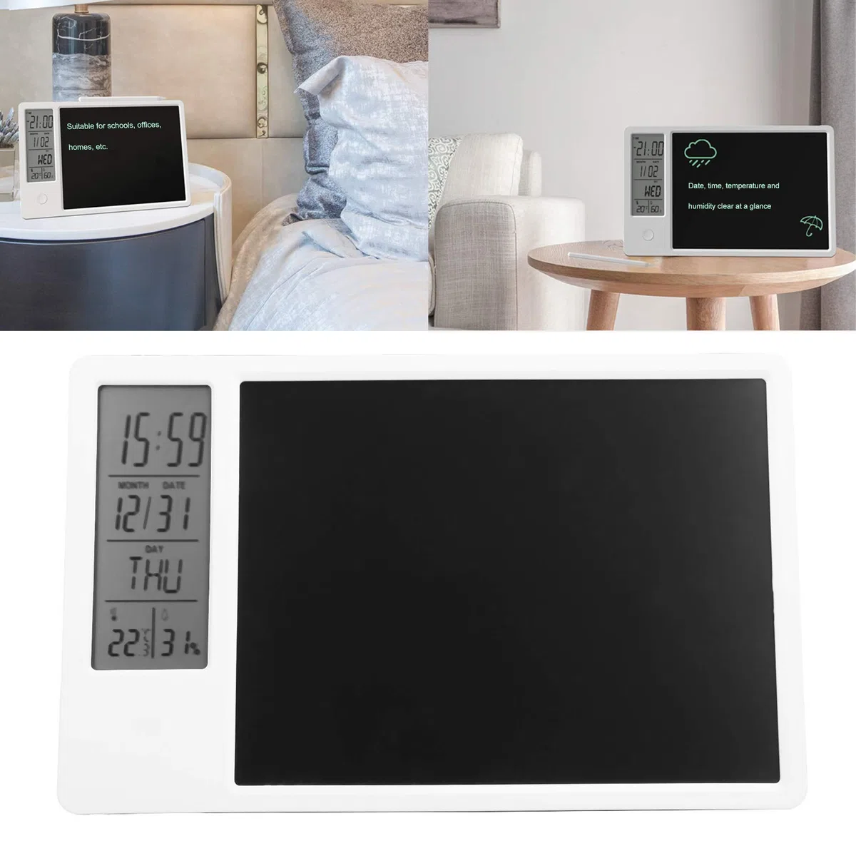 Tavoletta da scrittura LCD con stilo, calendario elettronico da tavolo Lavagna per scrittura a mano LCD Type-C Blocco note con display digitale ricaricabile con funzione di allarme, per scuole, uffici