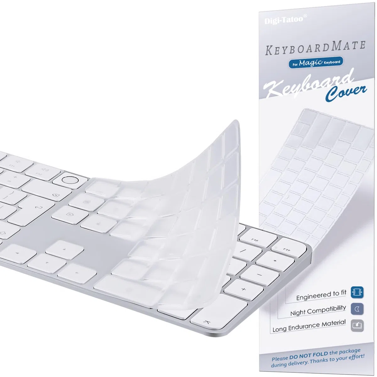Cover per tastiera 2024 M4 iMac Magic Keyboard (layout europeo, tasto di invio a 7 forme) modello A3119, Touch ID, con tasto numerico, ultra sottile, protettiva e trasparente