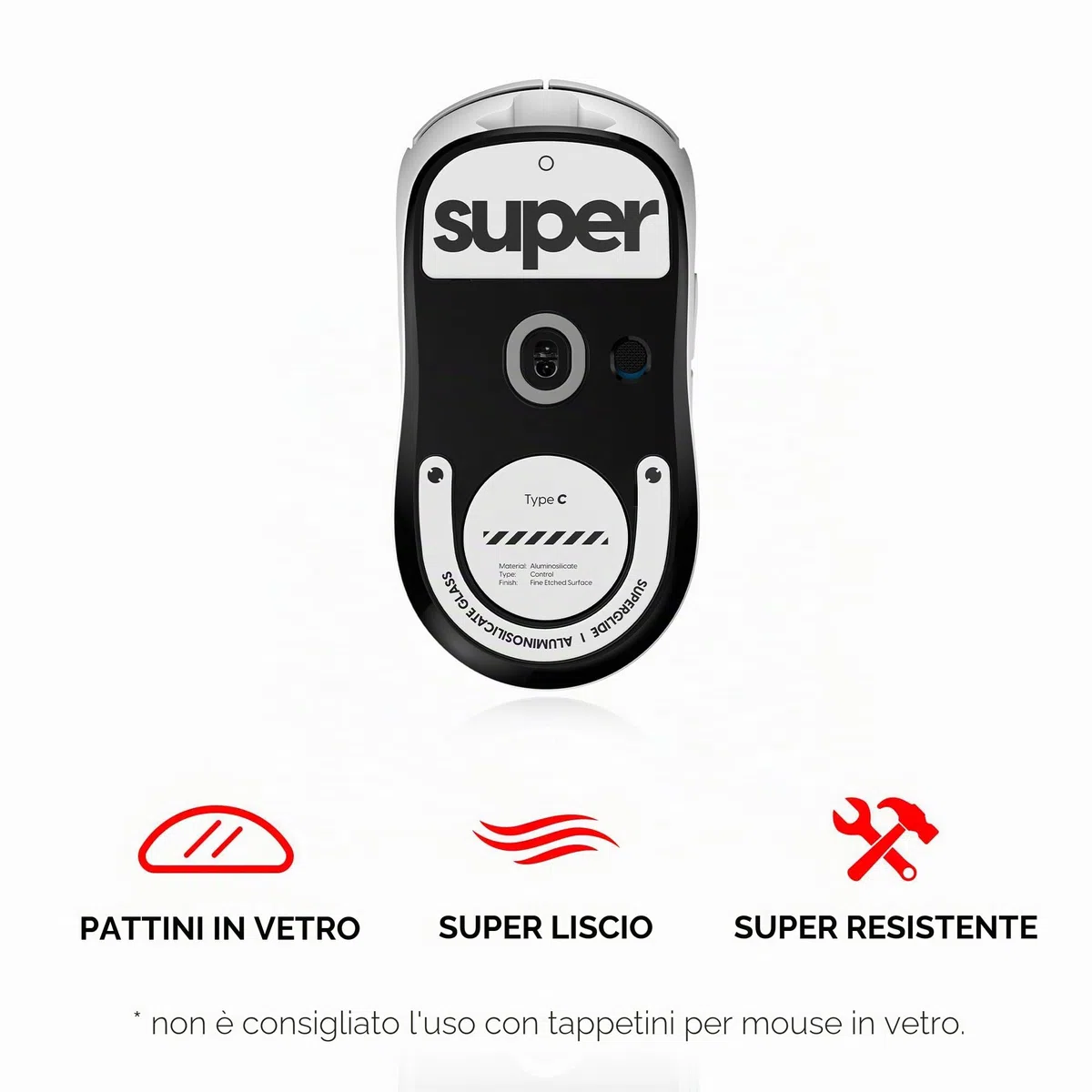 Pulsar Gaming Gears Superglide2 - Piedini per mouse con superficie testurizzata per Logitech G Pro X Superlight2, con vetro ultra resistente, suola liscia e resistente, per Logitech G Pro X