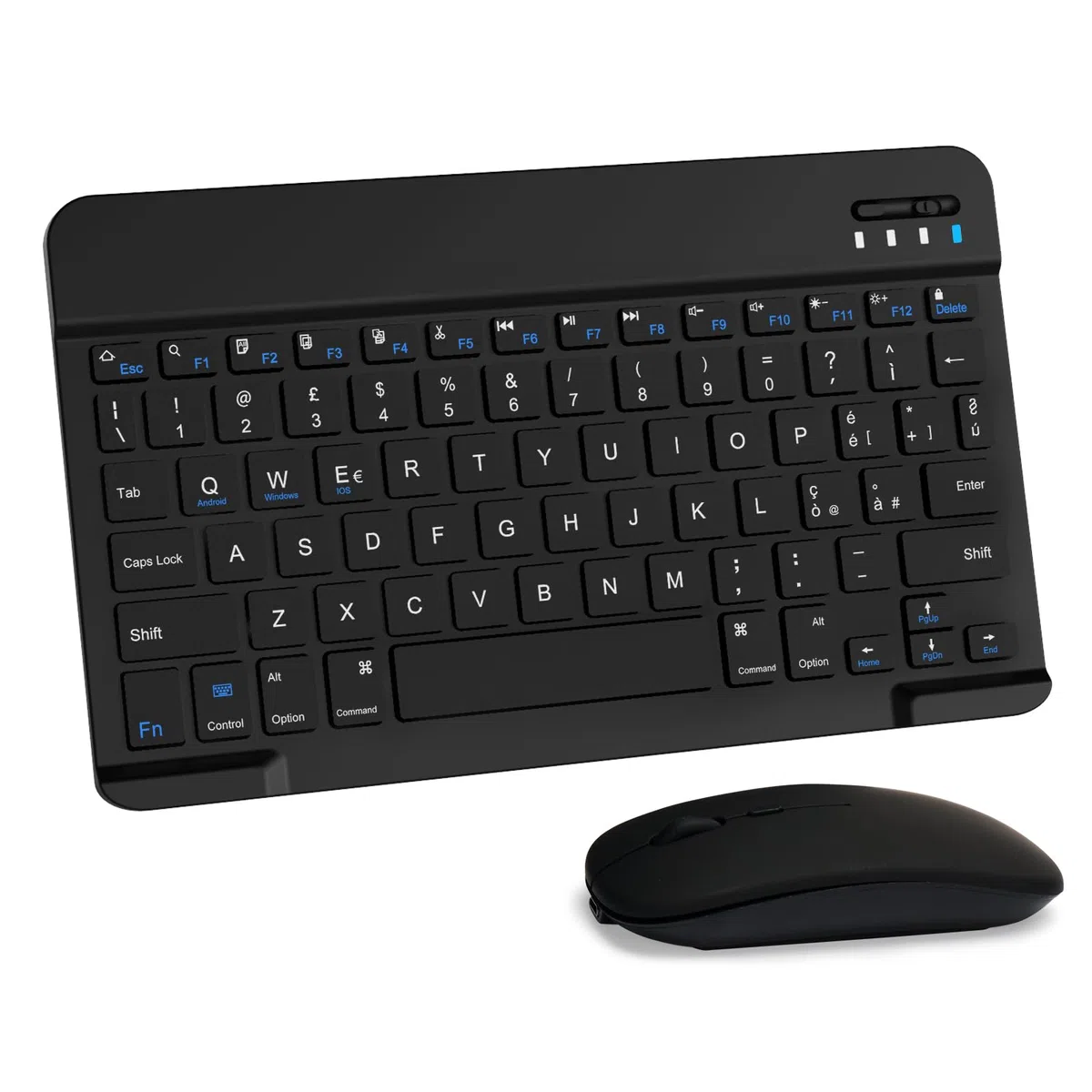 LAMA Tastiera e Mouse Wireless, Tastiera Tablet Universale Ultra Sottile Ricaricabile, Tastiera Bluetooth Portatile per iPad/Tablet/iOS/Android/Windows/Laptop/Computer Desktop/Telefoni, Nero