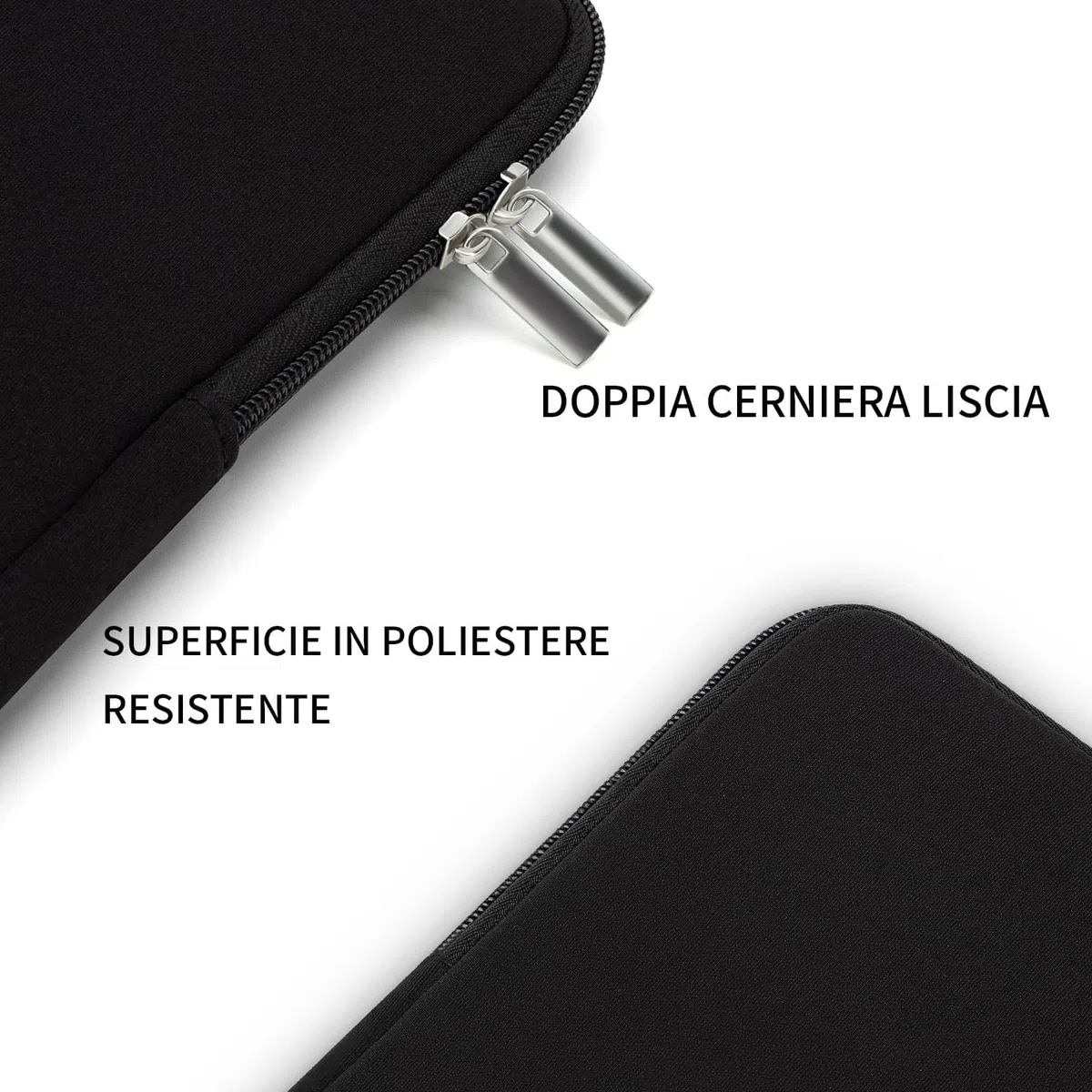 RAINYEAR Manicotto del computer portatile per MacBook Air 13 pollici M5 M4 M3 M2 M1 A3449 A3240 A3113 A2681 A2338 A2337, 13,3 e 14 Pollici Macbook Pro Custodia Accessori Borsa, Nero