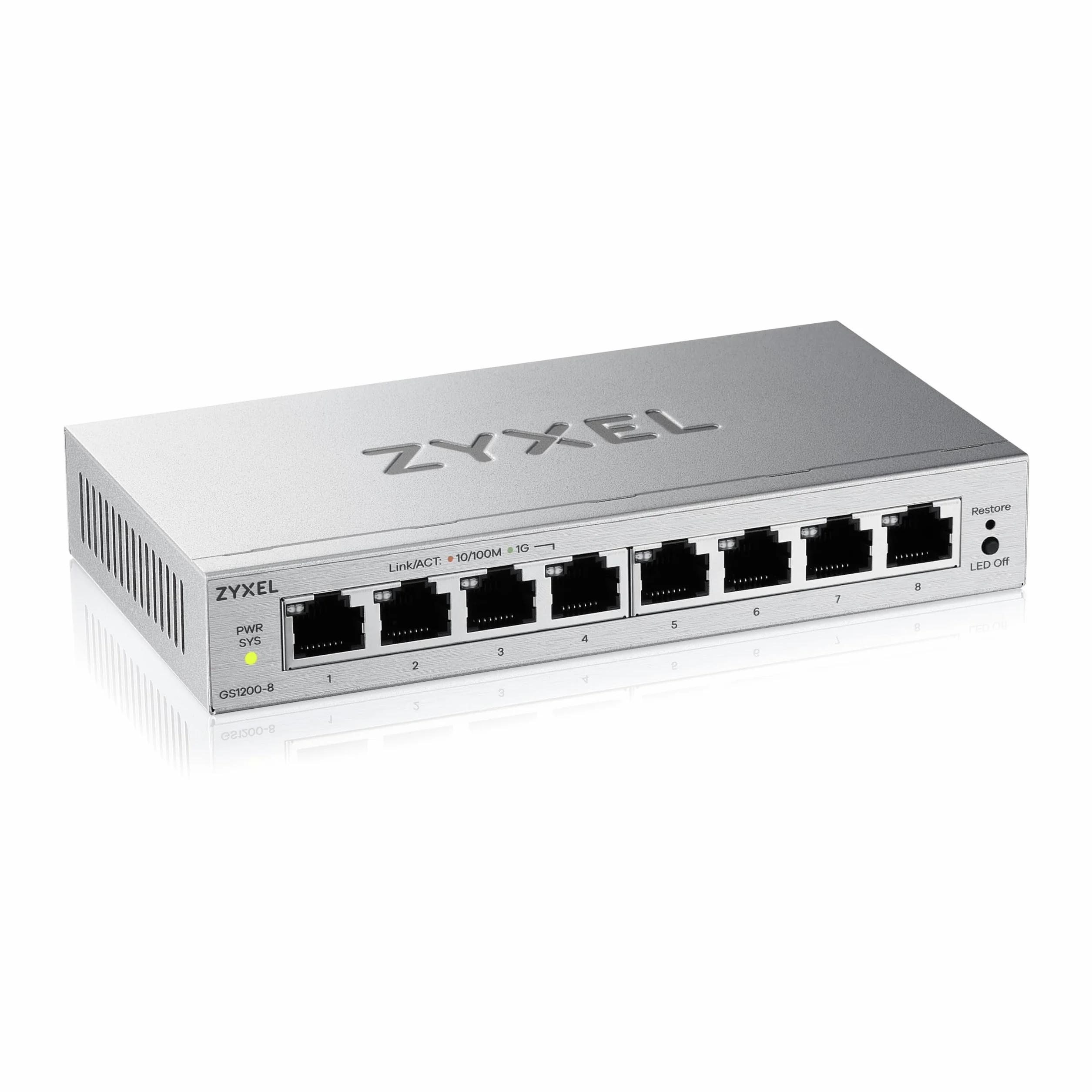 Zyxel Switch Ethernet 8 Ports | Switch Gigabit Web Managed | QoS, Link Aggregation, VLAN, IGMP Snooping | Senza ventola | Desktop [GS1200-8v3]