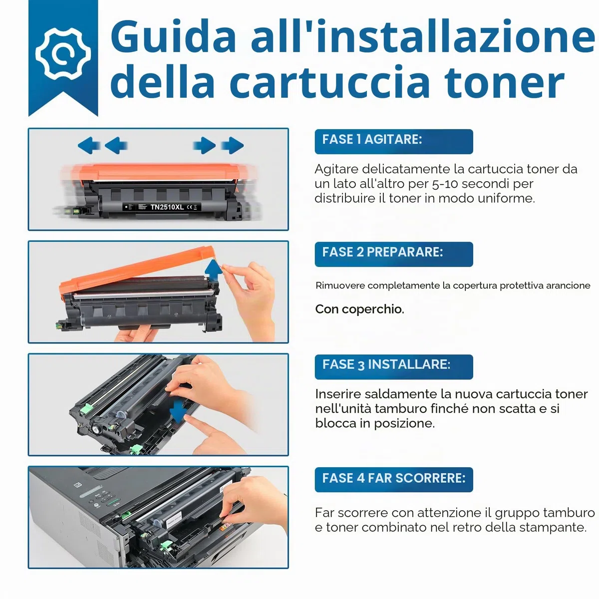 TN2510XL TN-2510XL Toner compatibile per Brother HL-L2400DW HL-L2400DWE DCP-L2620DW DCP-L2627DWE MFC-L2800DW MFC-L2827DW MFC-L2835DW MFC-L2860DWE Toner 2510 TN2510XL (con chip, 2er-Pack)