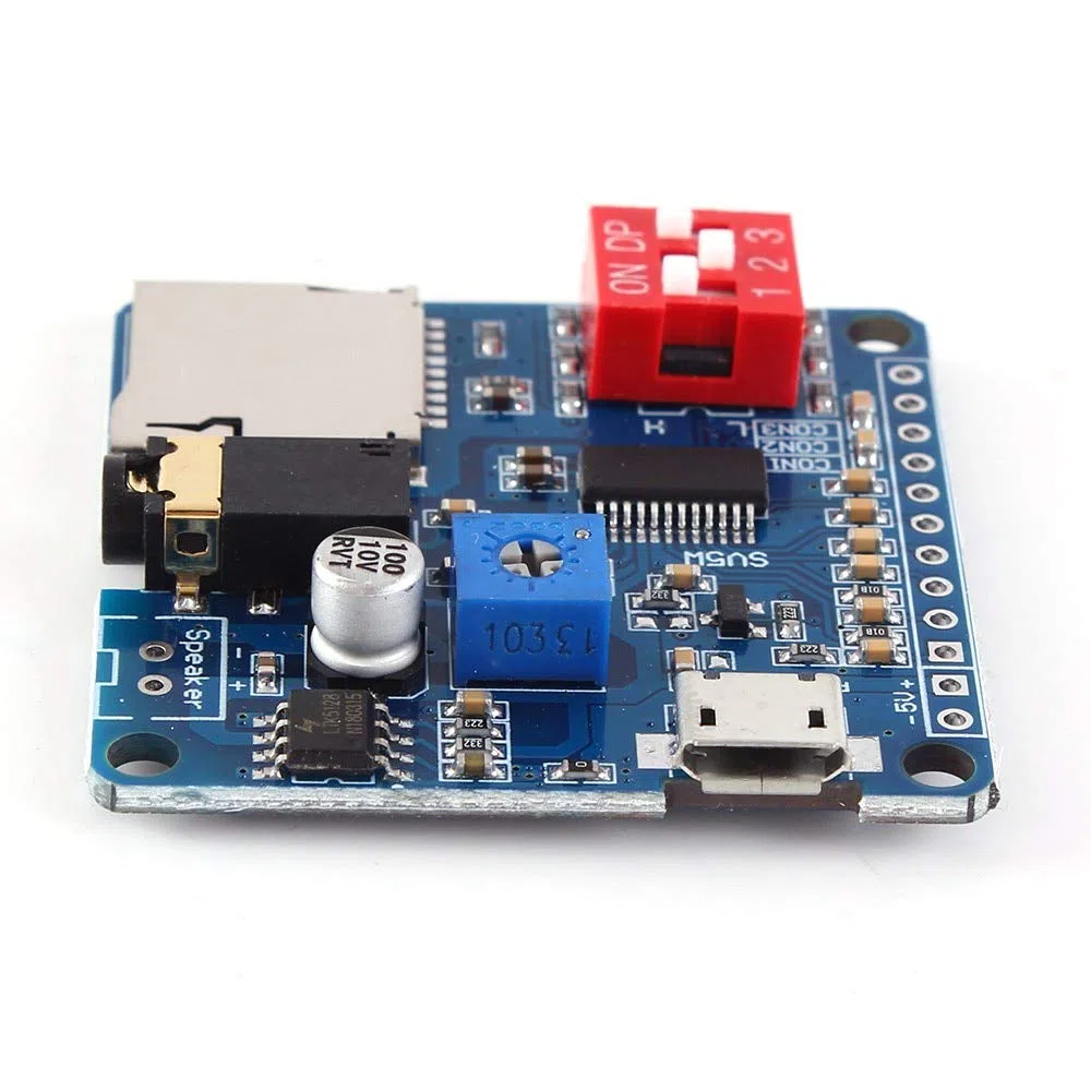 Modulo di Riproduzione Vocale,Scheda Audio per Riproduzione UART I/O Trigger Amplificatore classe D 5W SD/TF Card Play Serial Port Control Playback Compatibile