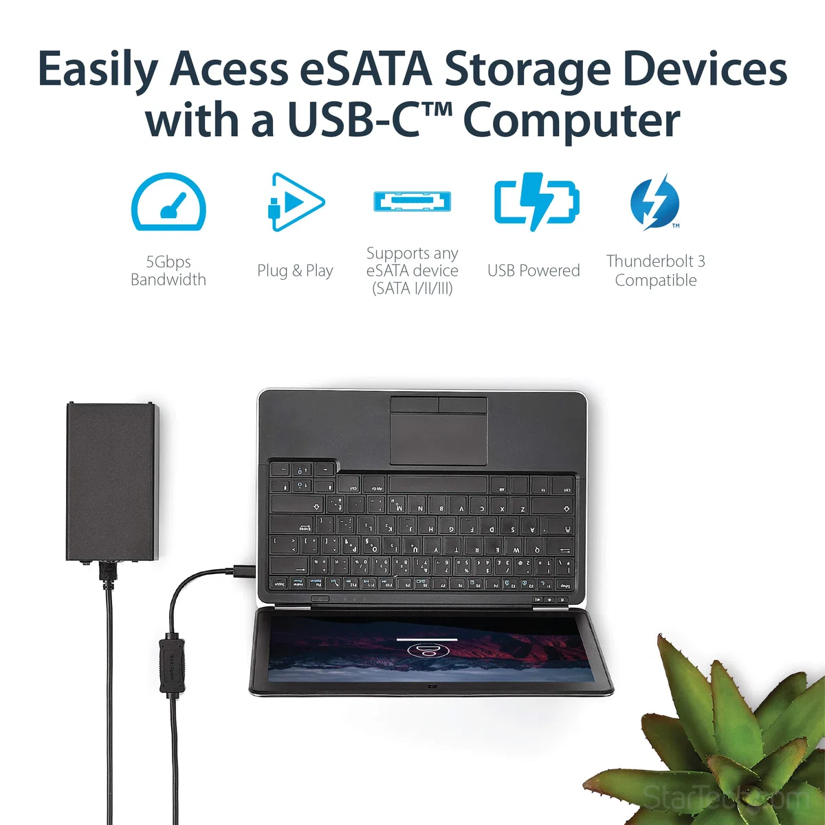 StarTech.com Cavo eSATA a USB-C, Per Dispositivi di Immagazinamento Dati Esterni, USB 3.0, 5Gbps, da 1 m