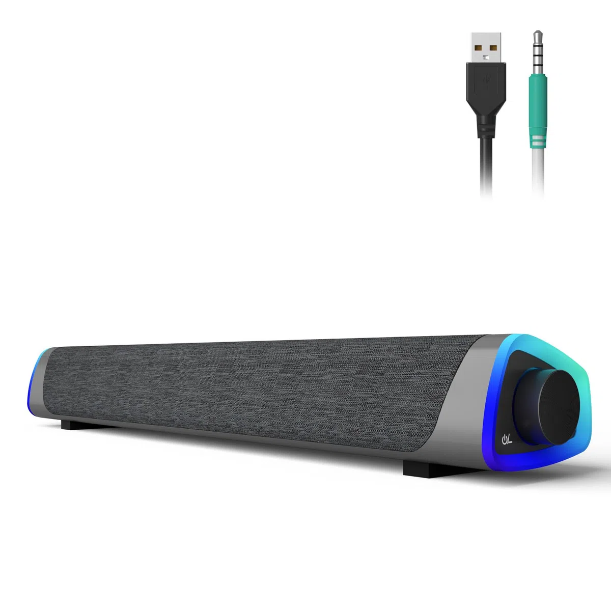 SOULION R30 Altoparlanti PC, Alimentazione USB Altoparlanti Computer, 3.5mm AUX, Luci LED Colorate con Pulsante di Interruttore, Casse PC Surround Soundbar per Computer, Portatile, Laptop, Desktop
