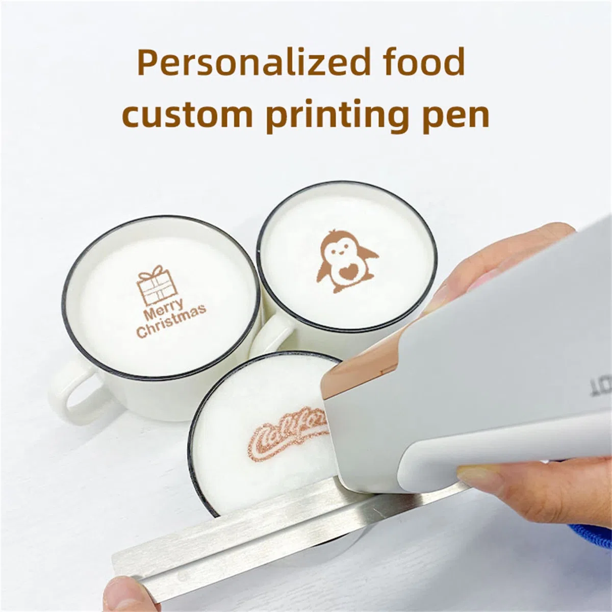 Penna per Stampante Mini Stampante per Alimenti Penna a Getto d'inchiostro Portatile Stampa 1200mAh Mini Stampante Portatile Inchiostro per Stampa Alimentare