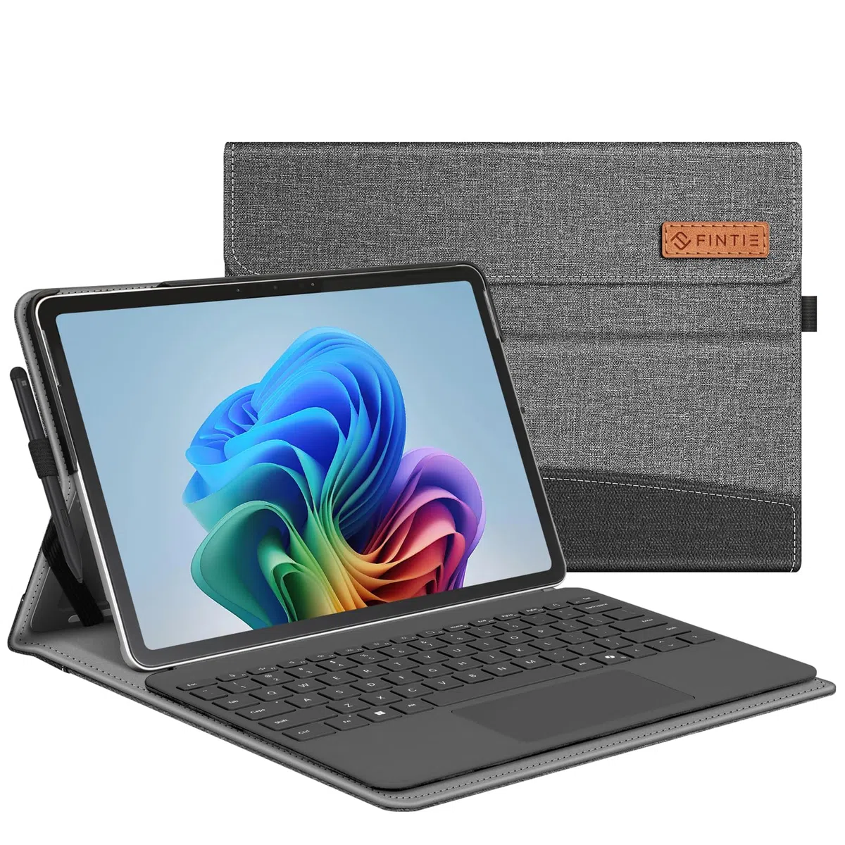 FINTIE Custodia per Microsoft Surface Pro 12 Pollici 1a Edition (2025), [Multi-angli] Portfolio Business Cover con Tasca e Portapenne, Compatibile con Tastiera Type Cover, (Grigio/Nero)