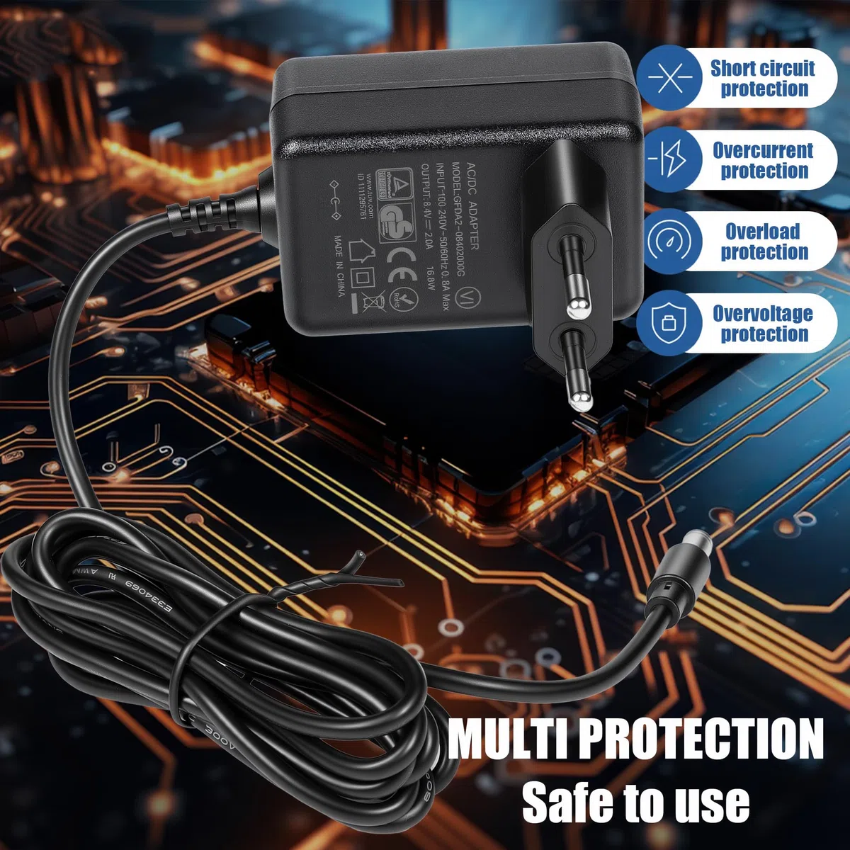8,4 V 2 A 2000 mA Adattatore di alimentazione, caricatore 8,4 Volt 1200 mA 1,2 A Cavo di alimentazione Spina Trasformatore Li-ION Batteria Charger AC/DC Power Supply Sostituisce