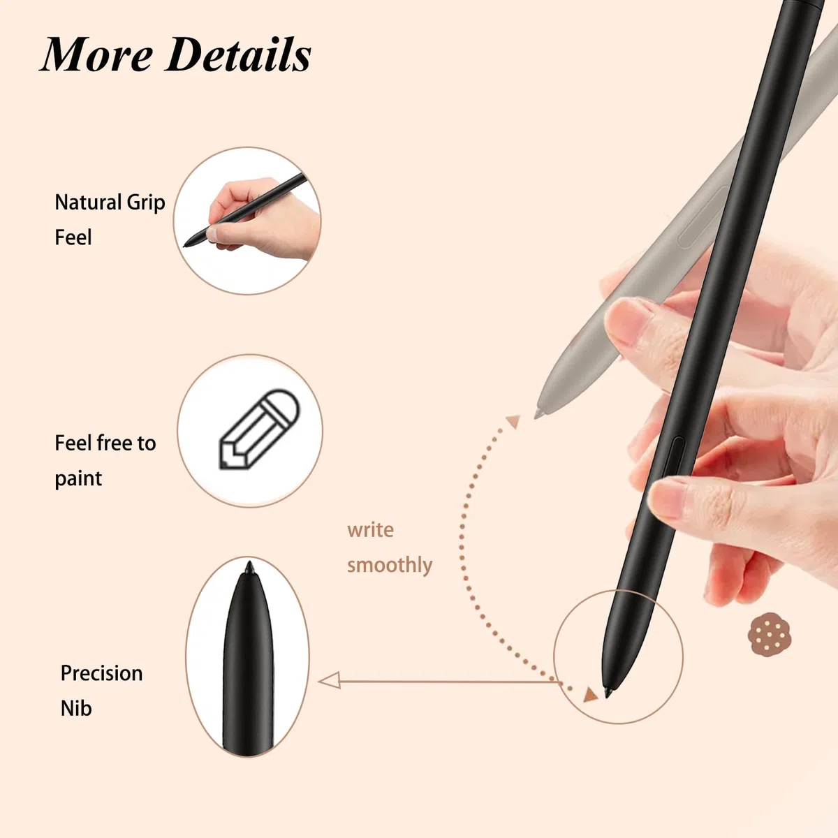 Galaxy Tab S10 S Pen Ricambio (NoBluetooth) per Samsung Galaxy Tab S10/Tab S10+/Tab S10 Plus/Tab S10 Ultra/Tab S10 Lite Stylus Pen con punta / pennino gratuito, nero