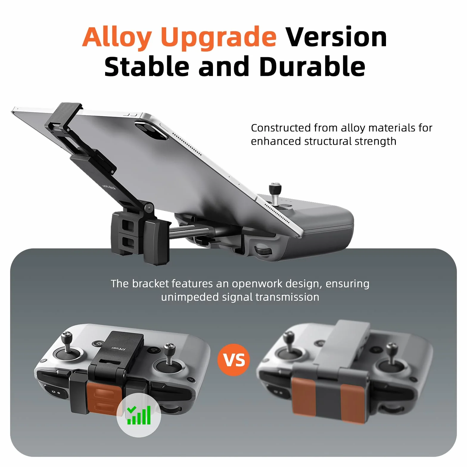 FPVtosky Supporto per tablet senza smontaggio per DJI Lito 1/ X1/ Mini 5/4/3 Pro/Mini 4K/2 SE/Neo/Air 3 / Flip, supporto pieghevole per iPad da 18-30 cm, include laccetto e 2 cavi per DJI RC-N1/N2/N3