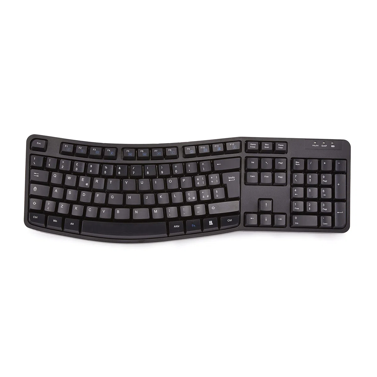 Amazon Basics Set mouse e tastiera wireless ergonomici, Nero, IT Layout