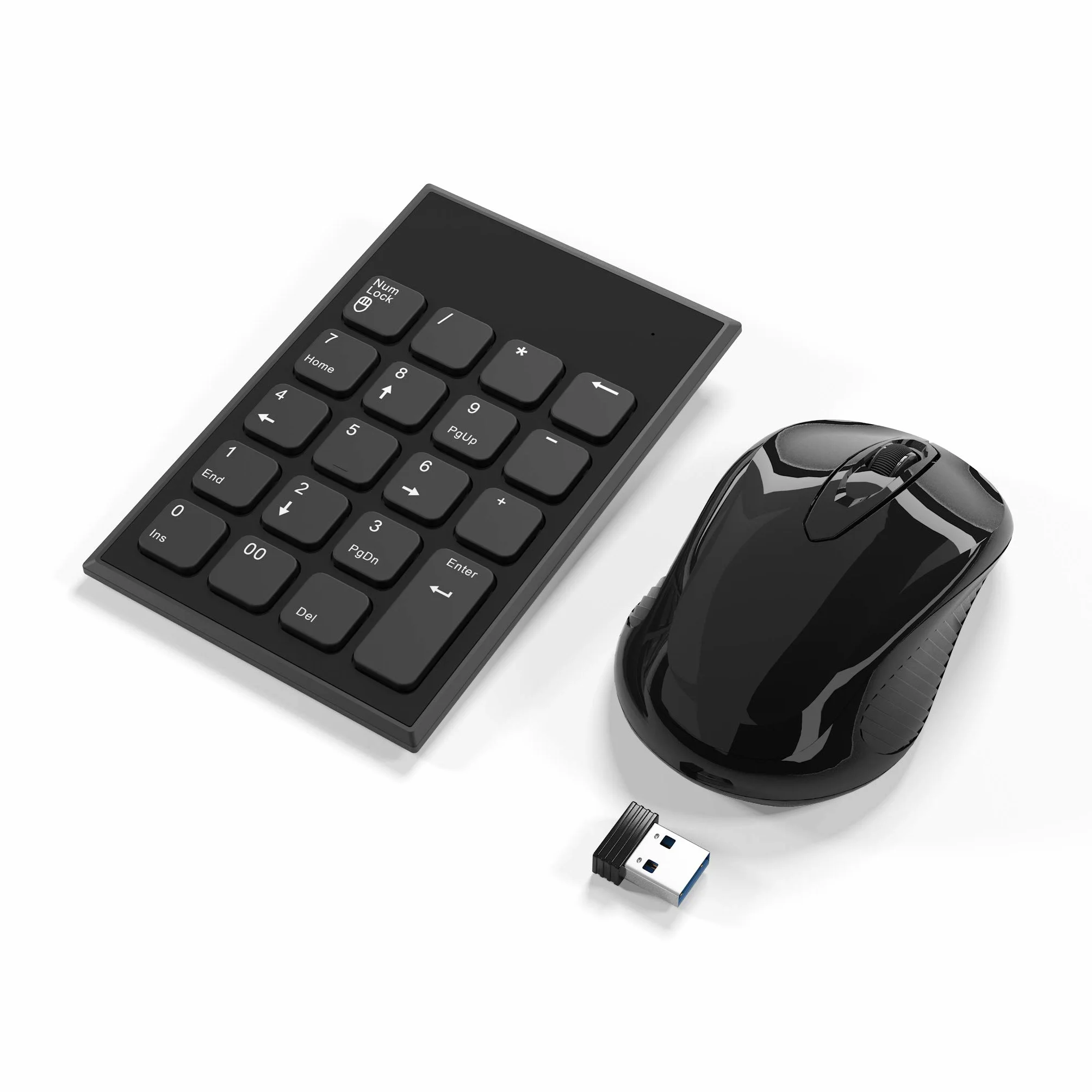 Wireless Tastierino Numerico e Mouse Combinazione, Yeemie Pro 2.4G Tastierino Numerico USB Ultra Sottile Portatile e Mouse per Laptop, Notebook, Desktop, Computer PC - Solo un Ricevitore USB