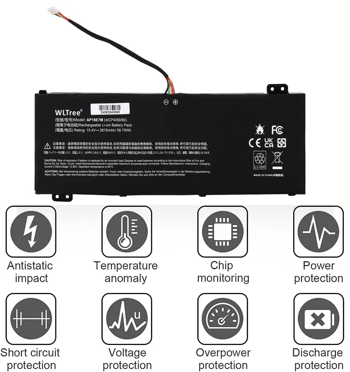 AP18E8M AP18E7M Batteria per Portatile Acer Nitro 5 AN515-54 AN515-55 AN515-56 AN515-57 AN515-58 AN515-43/44 AN515-45 AN517-51/52 AN715-51 Aspire A715-74G Predator Triton 300 PT315-52 Battery