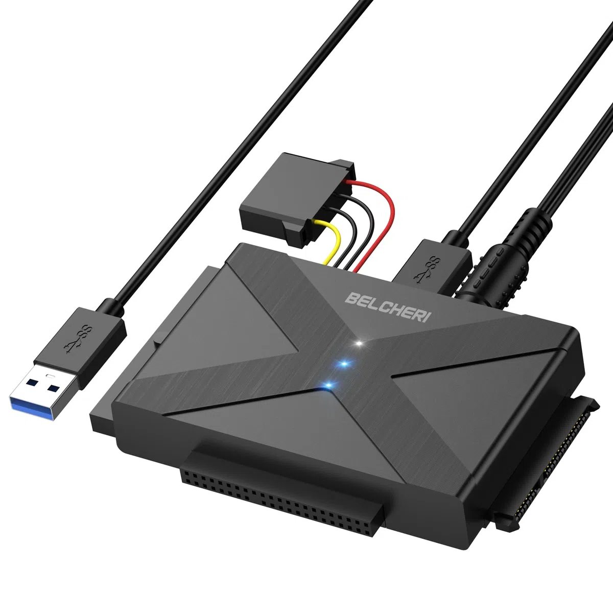 Adattatore USB 3.0 a IDE e SATA, Adattatore per Disco Rigido Esterno Universale da 2,5 o 3,5 Pollici SATA o IDE HDD SSD, Convertitore IDE e SATA con Adattatore di Alimentazione da 12V