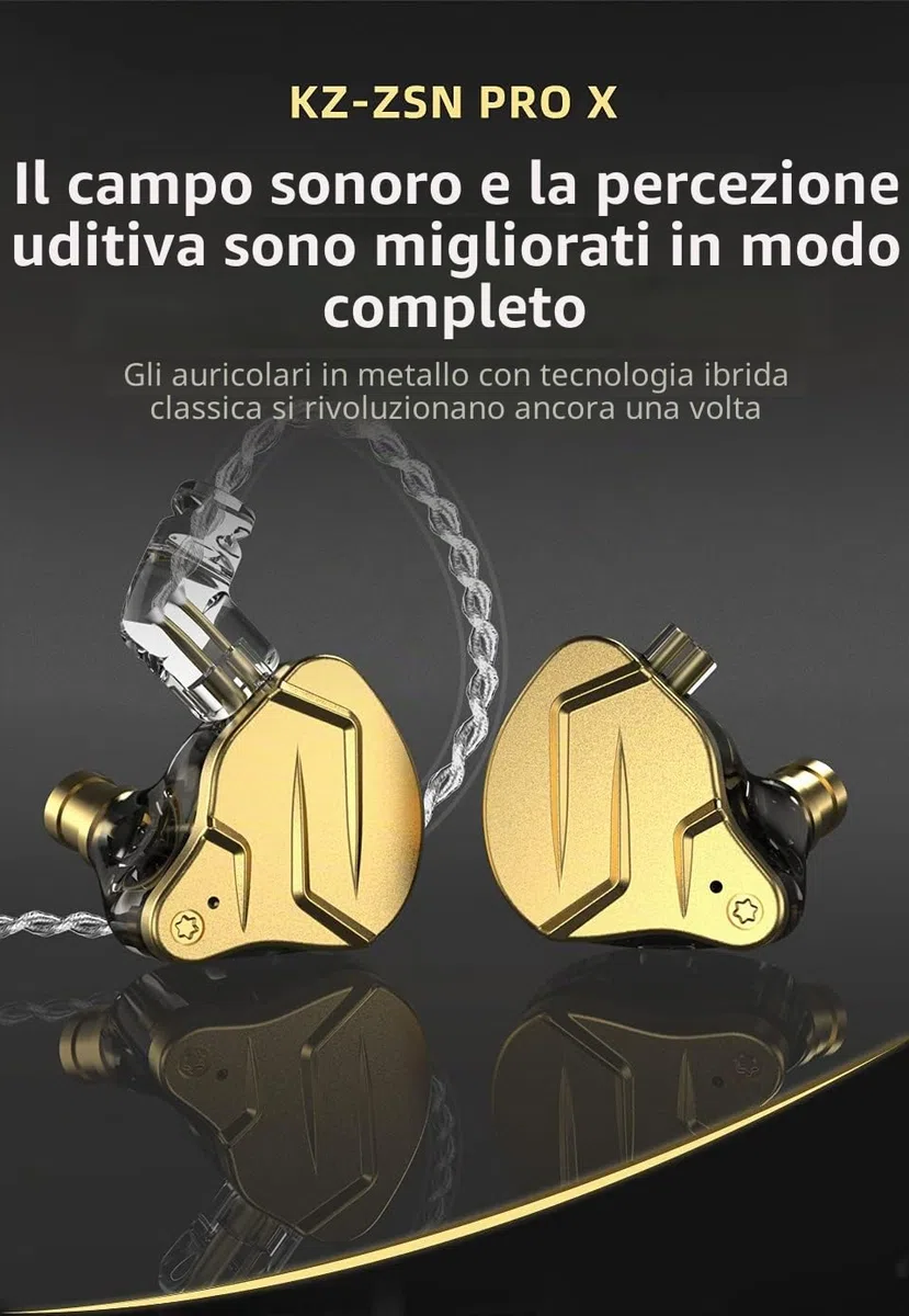 CCA KZ ZSN Pro X - Auricolari in-ear con doppio driver, 1 BA e 1 DD, con cavo, HiFi, per sport, giochi, telefono, computer, tablet, con set regalo, colore blu, senza microfono